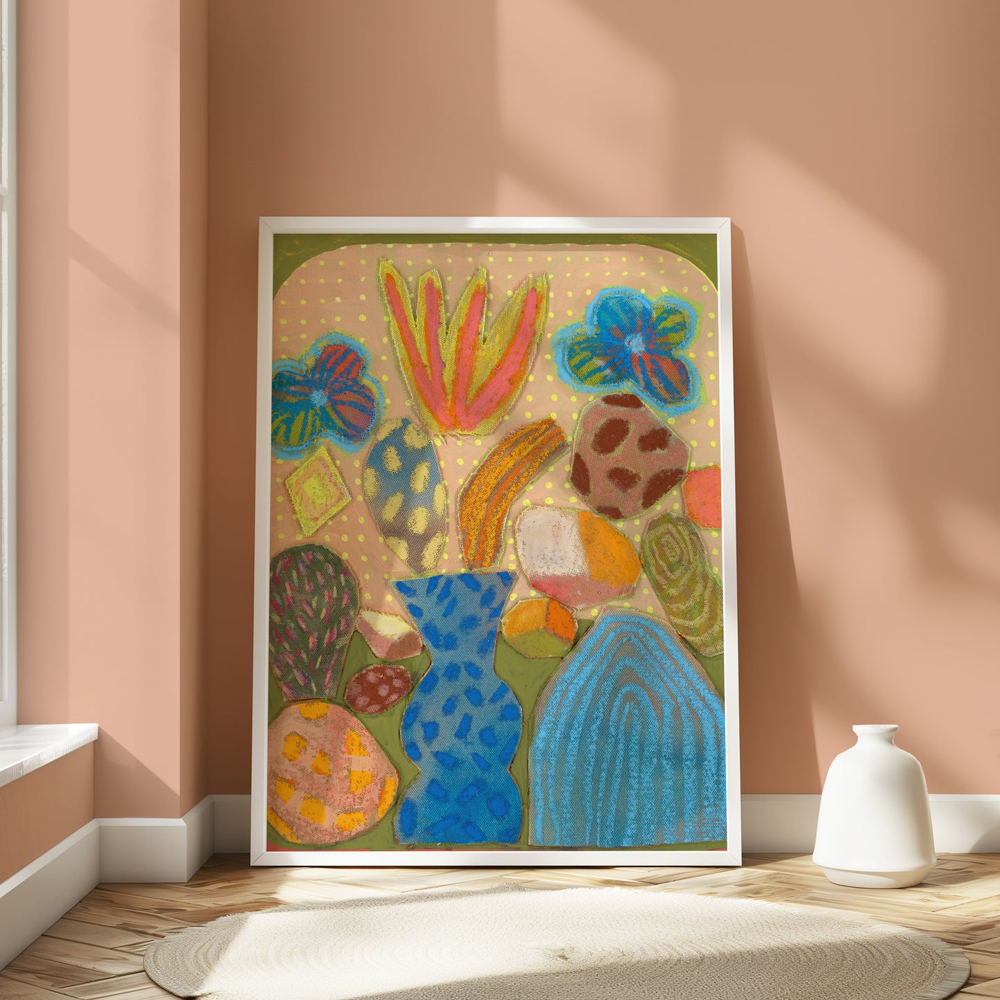 Rock Prickly Pear Cactus Collage Print