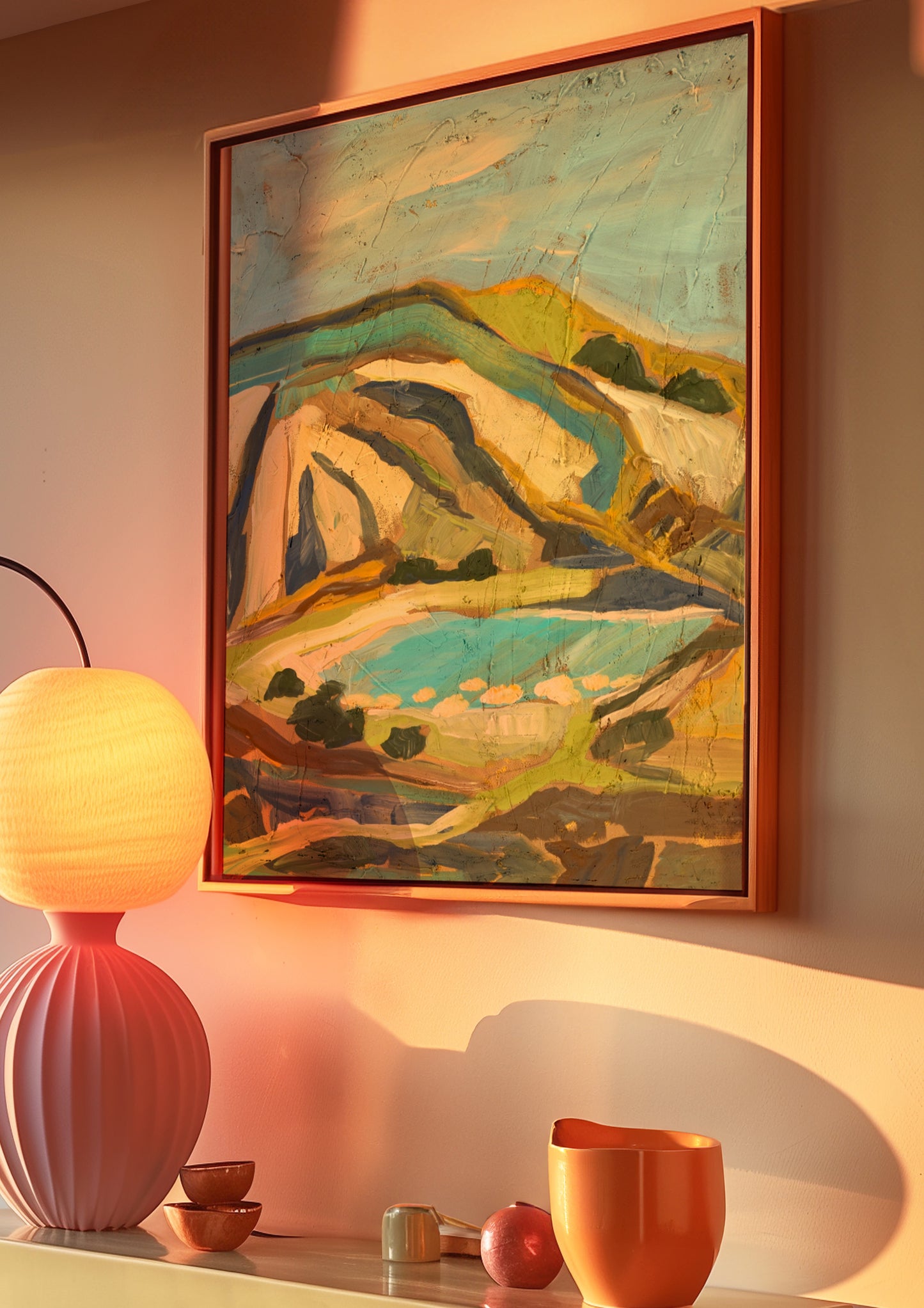 California Neutral Pastel Minimalist Mountain Landscape Print