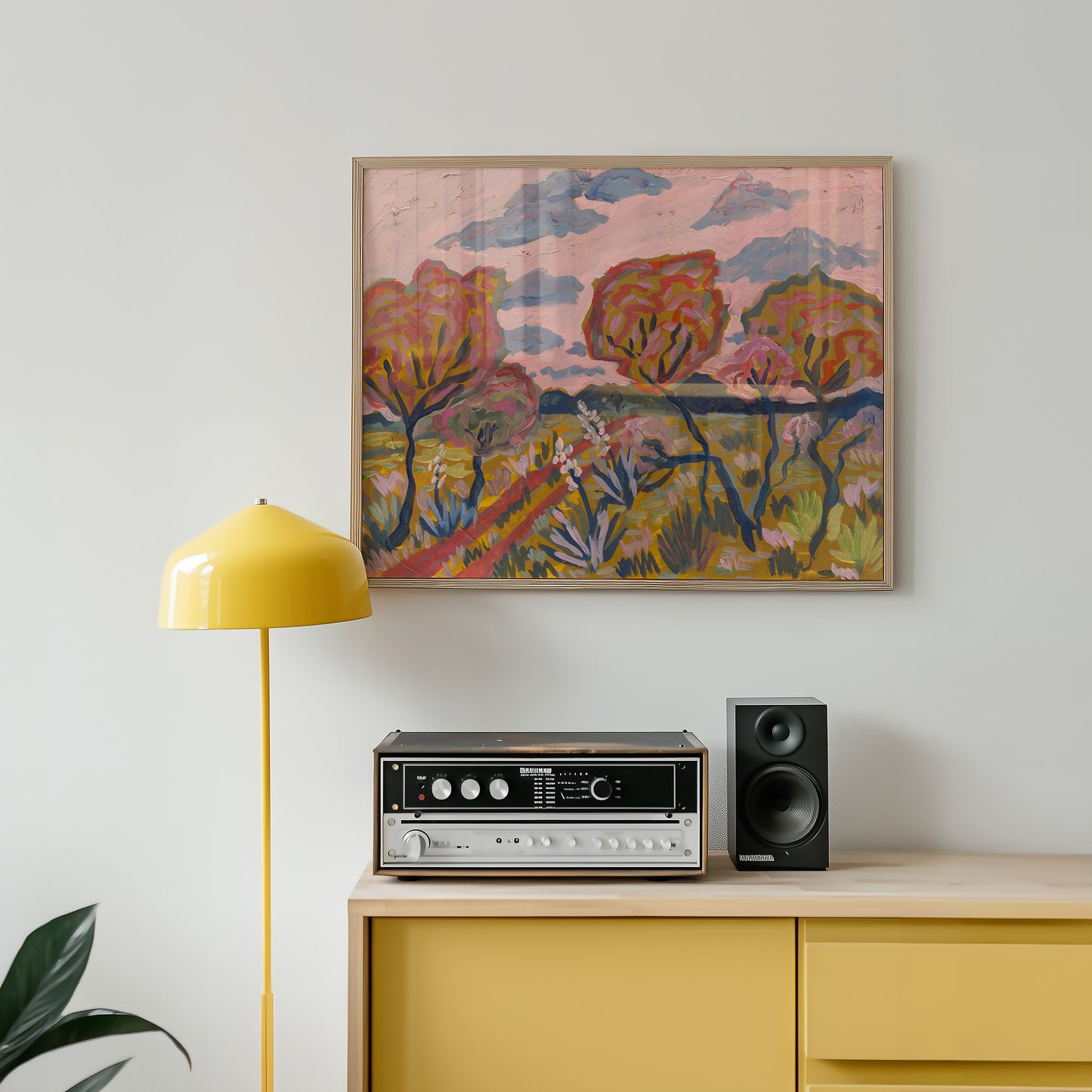 Pink Sky Trees Texas Hill Country Art Print