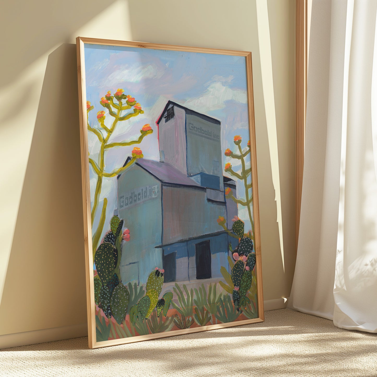 Vintage Western Desert Grain Elevator Original Print