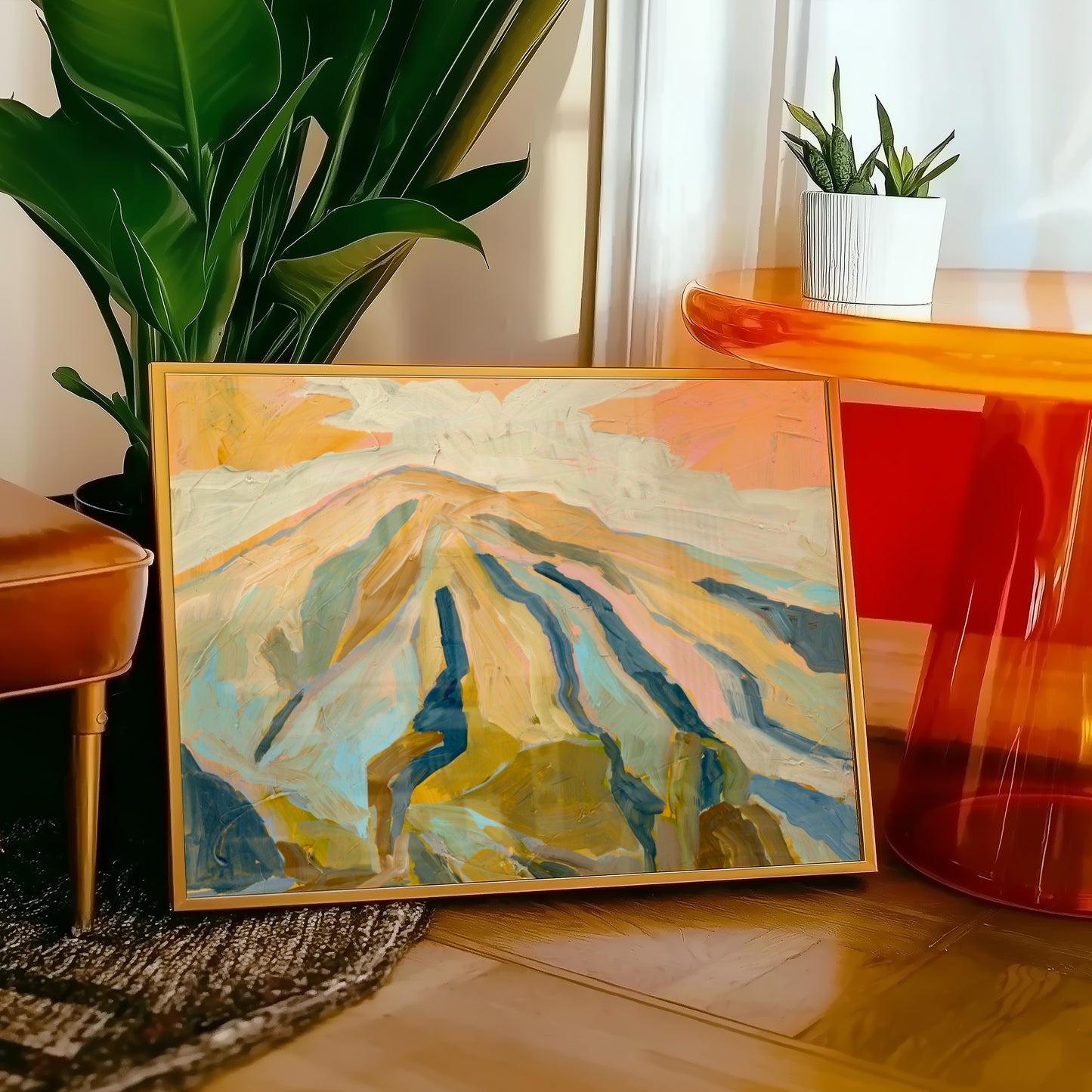 Neutral Abstract Mountain Landscape Wall Art Print