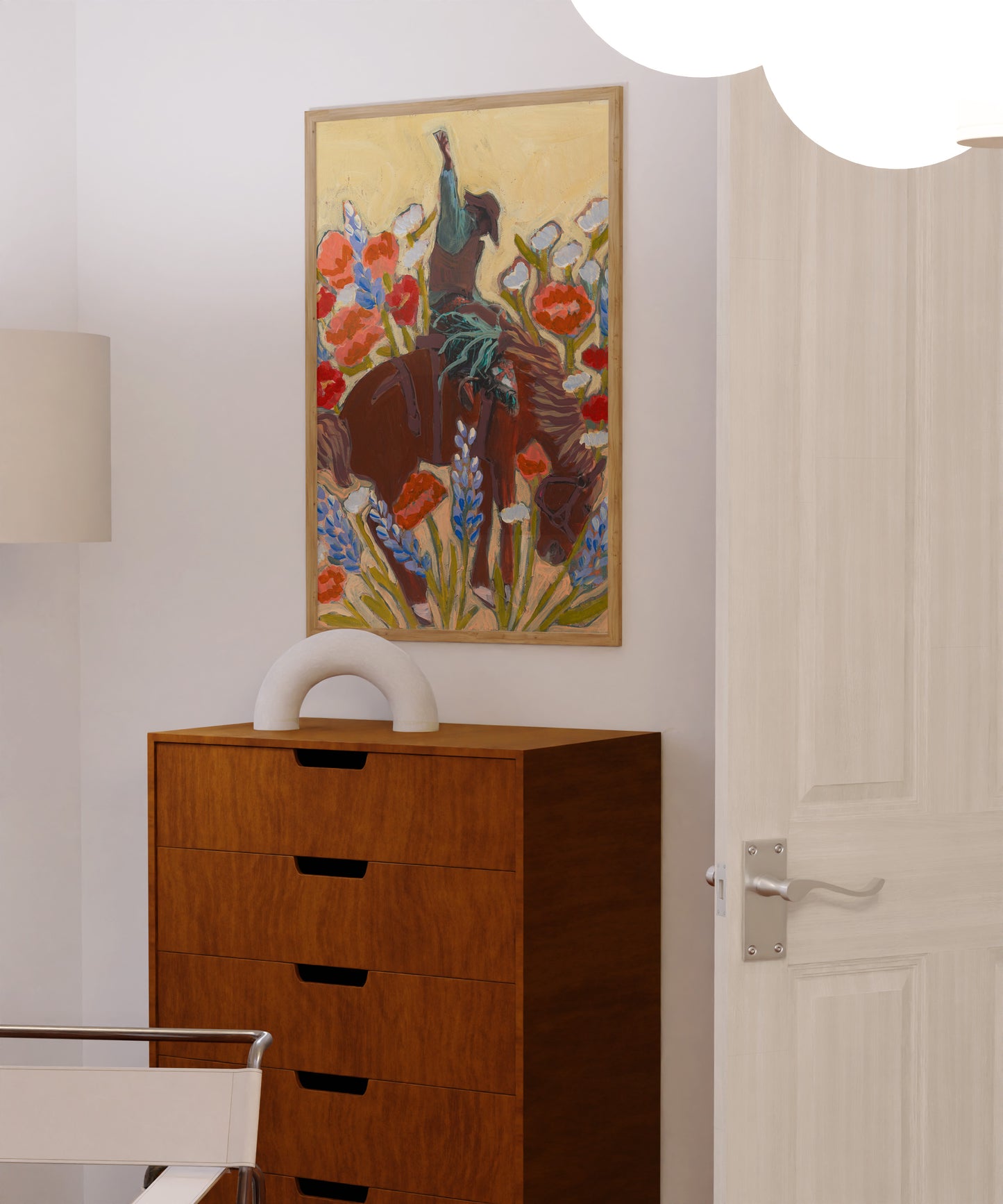 Bucking Bronco Cowboy Wildflowers Wall Art Print