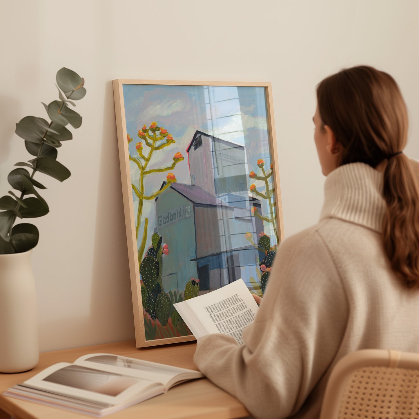 Vintage Western Desert Grain Elevator Original Print