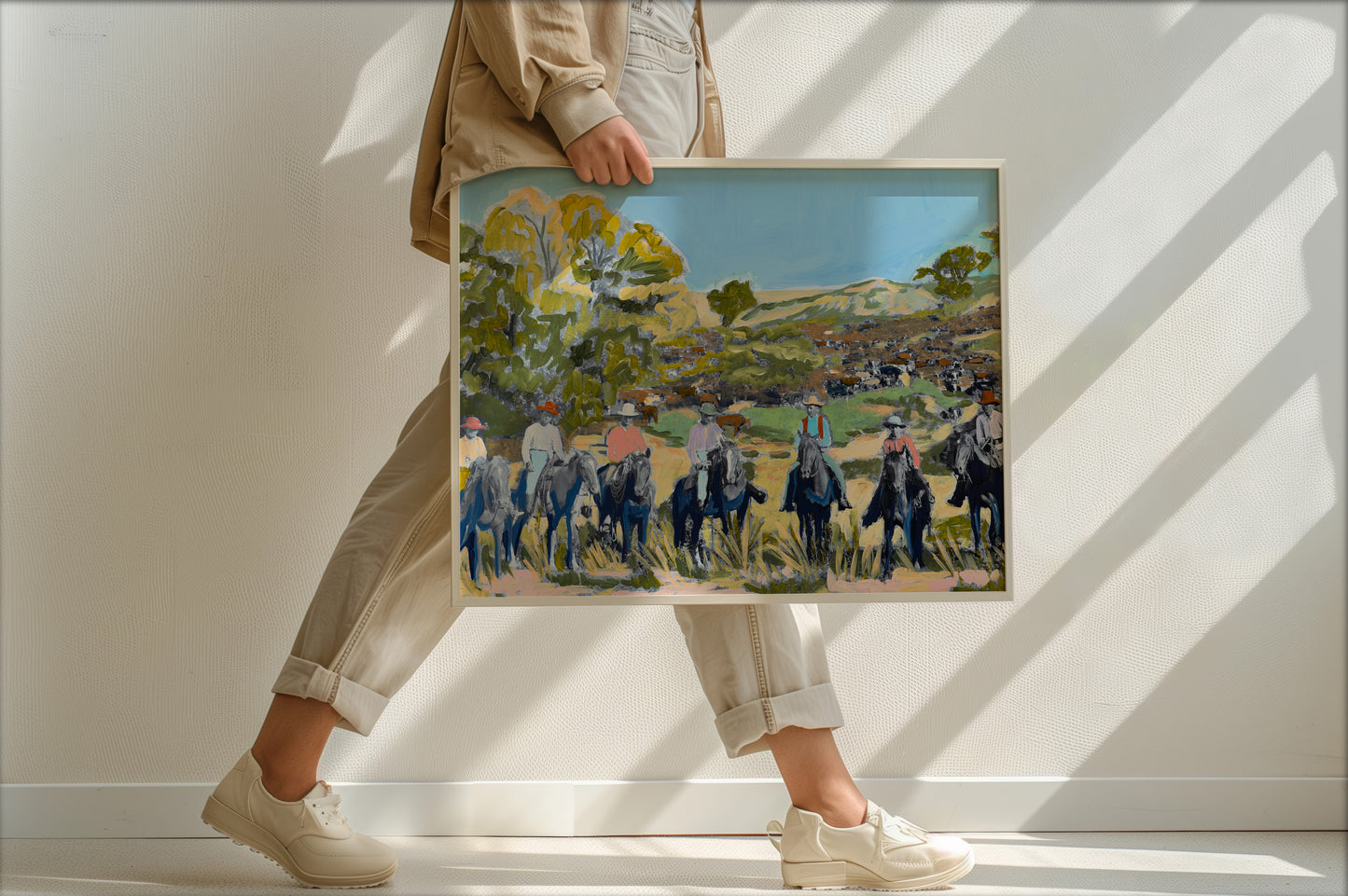 Vintage Western Cowboys Landscape Art Print