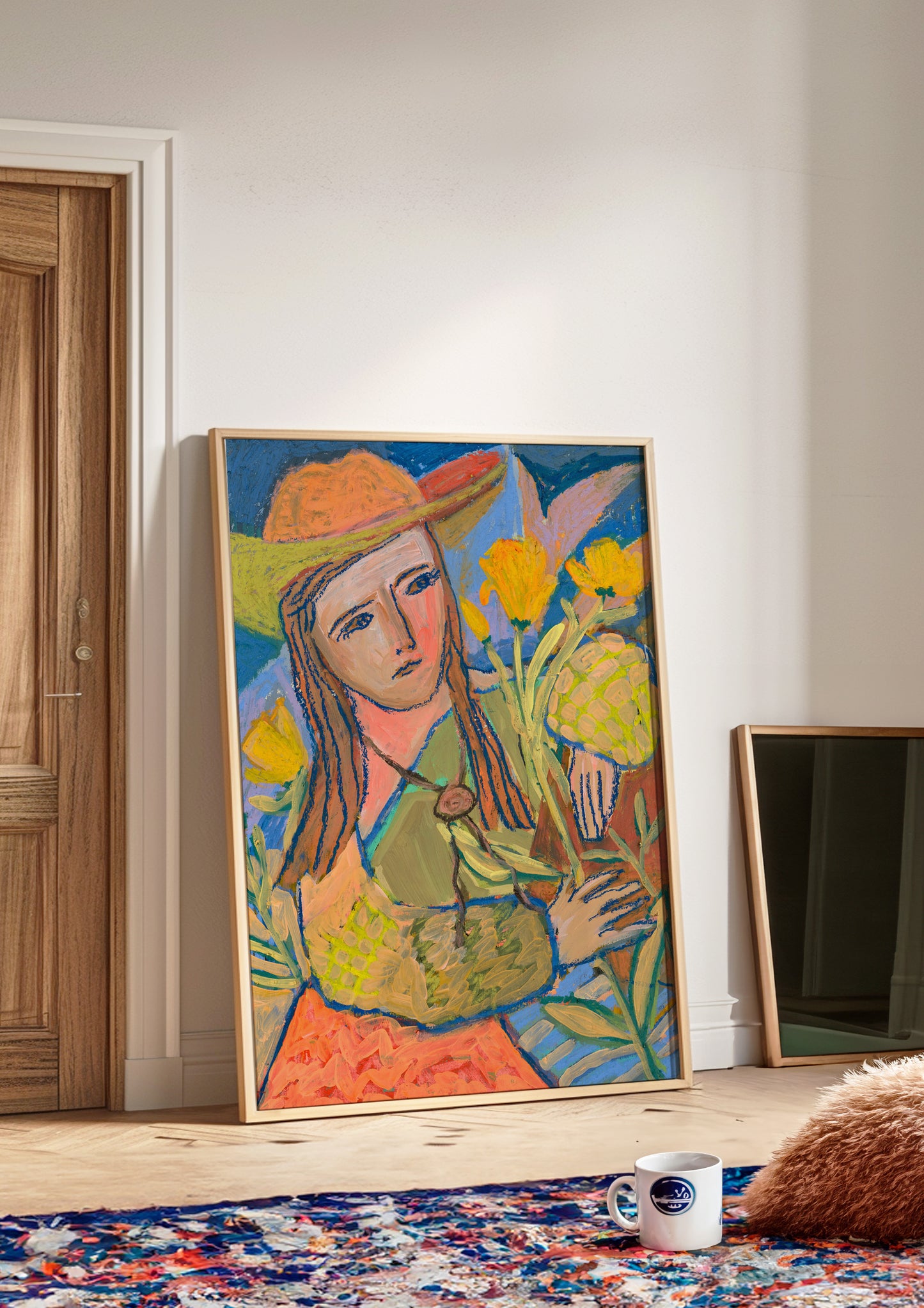 Cowgirl Yellow Roses Oil Pastel Print