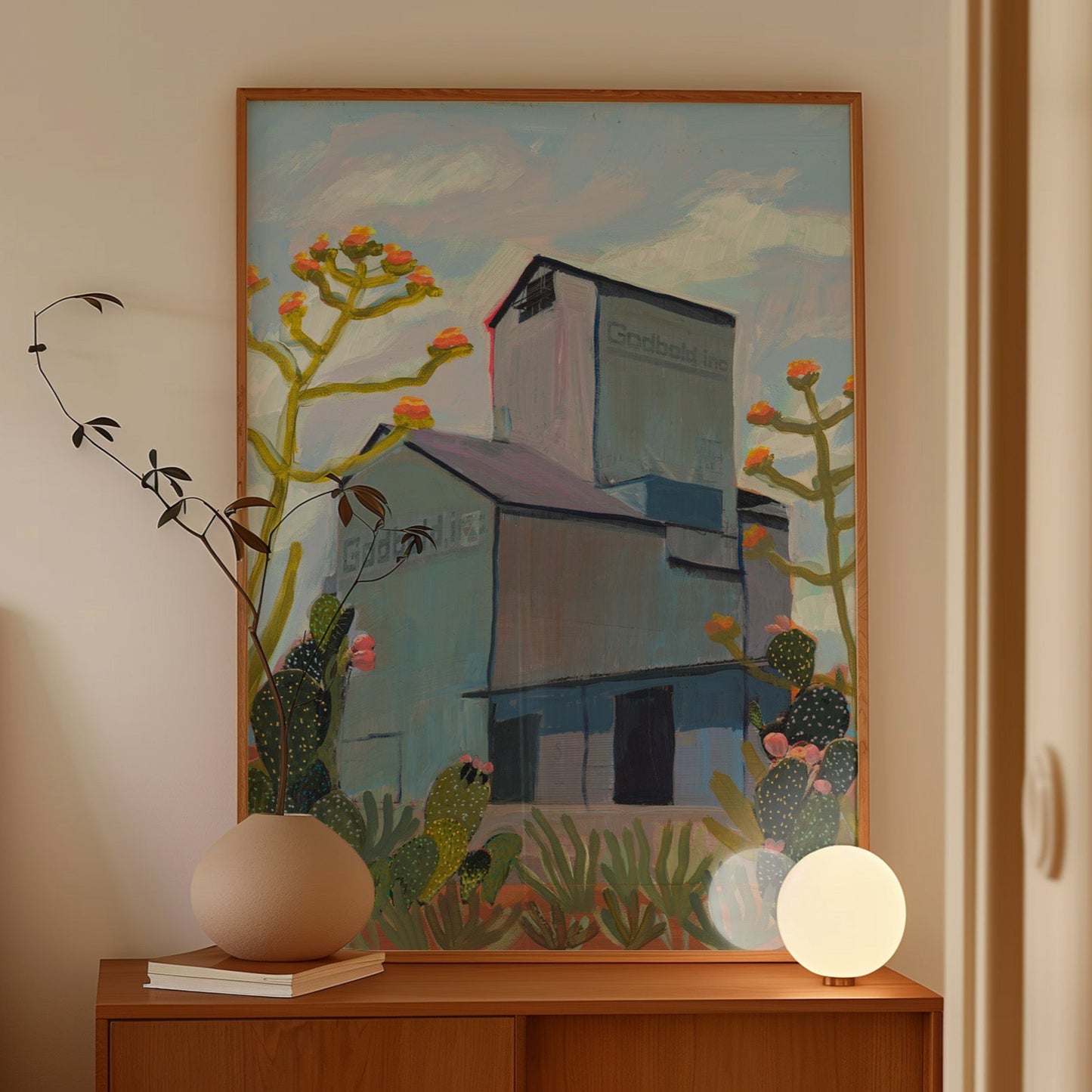 Vintage Western Desert Grain Elevator Original Print