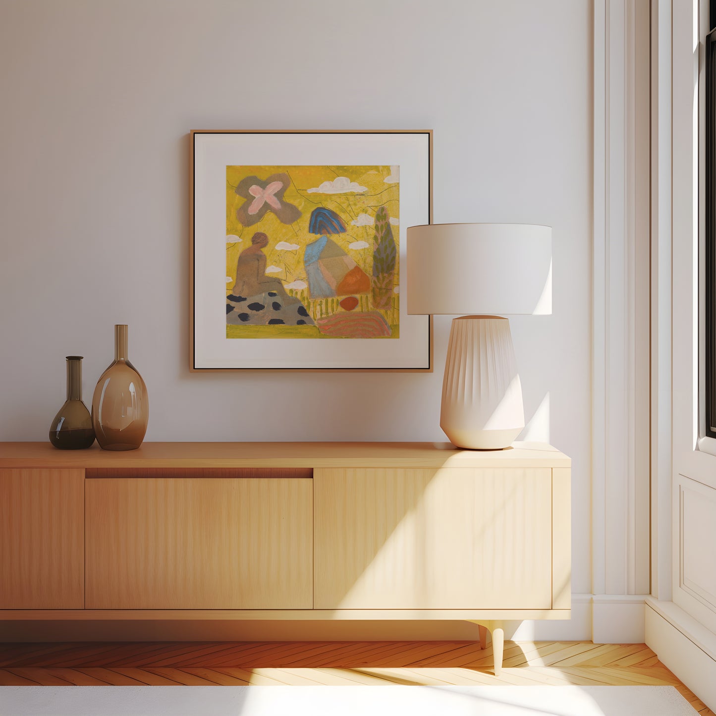 Vibrant Yellow Abstract Figure Art Print
