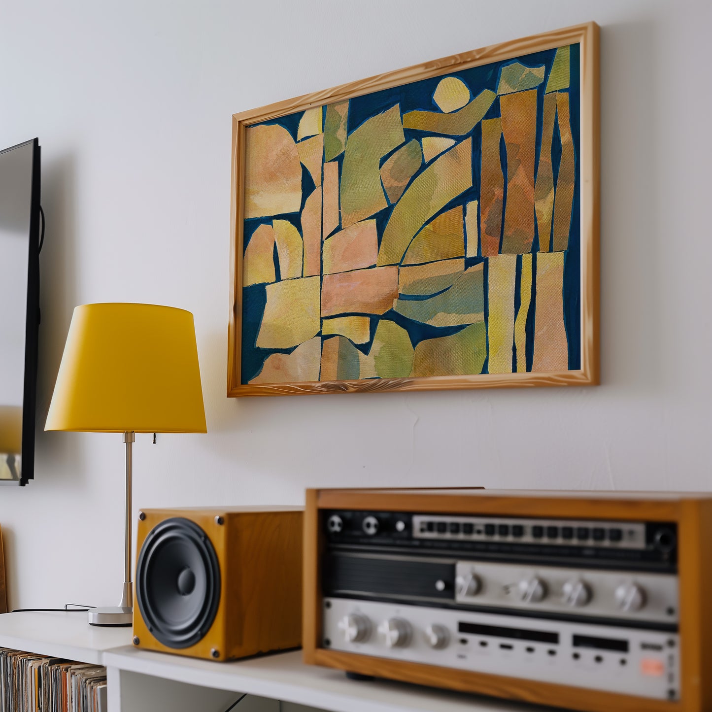 Modern Abstract Art Print – Navy Wall Art With Organic Shapes & Midcentury Modern Style