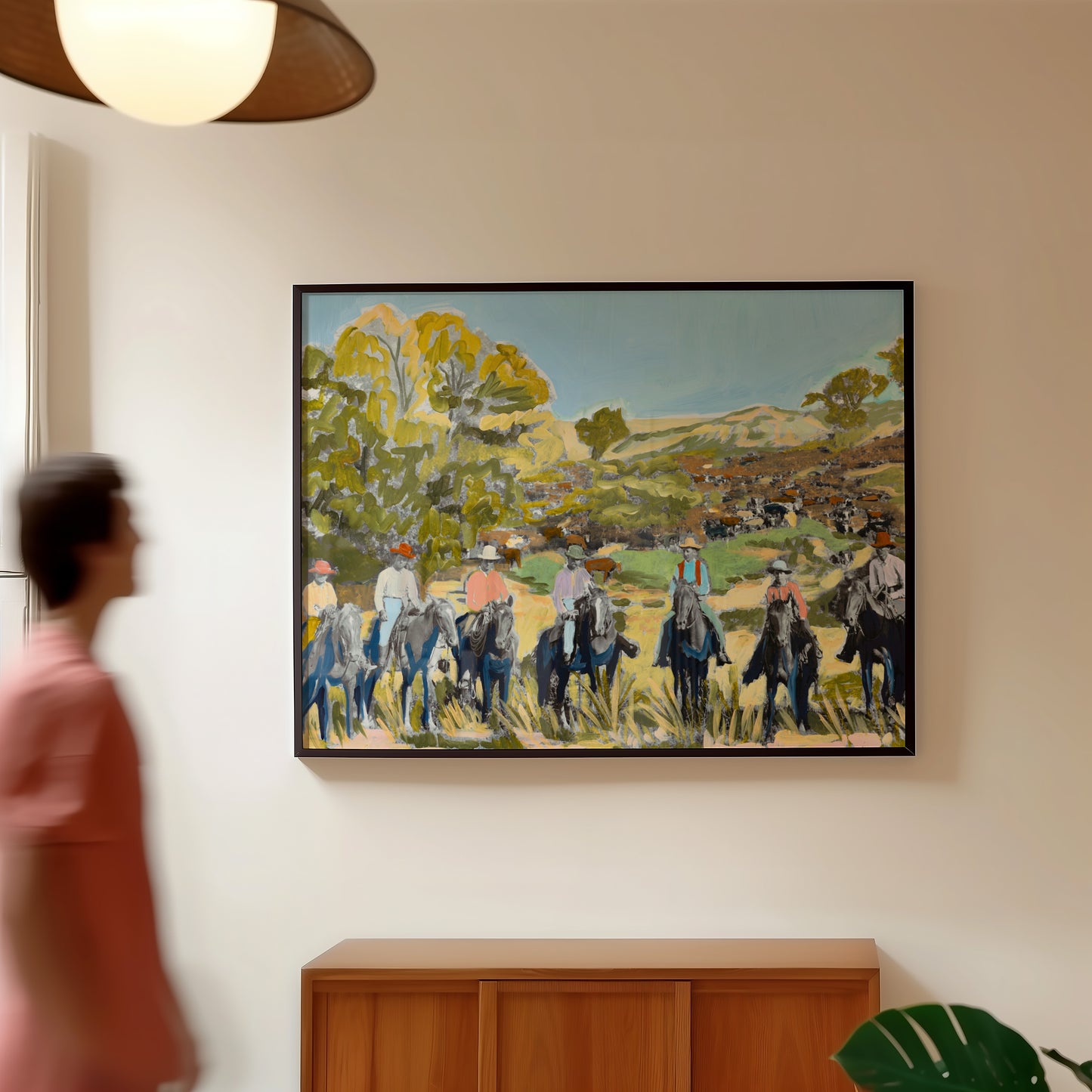 Vintage Western Cowboys Landscape Art Print