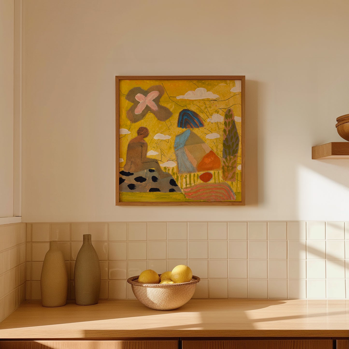 Vibrant Yellow Abstract Figure Art Print