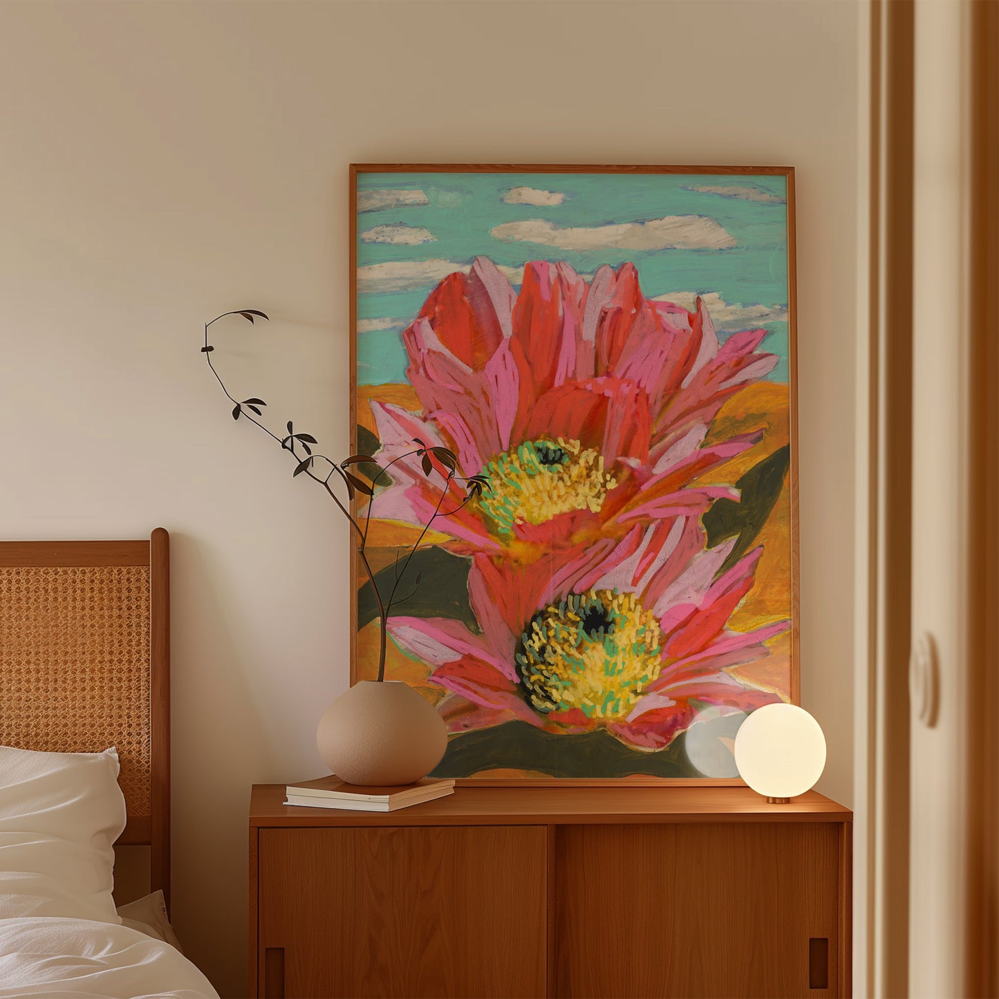 Pink Desert Cactus Flower Art Print