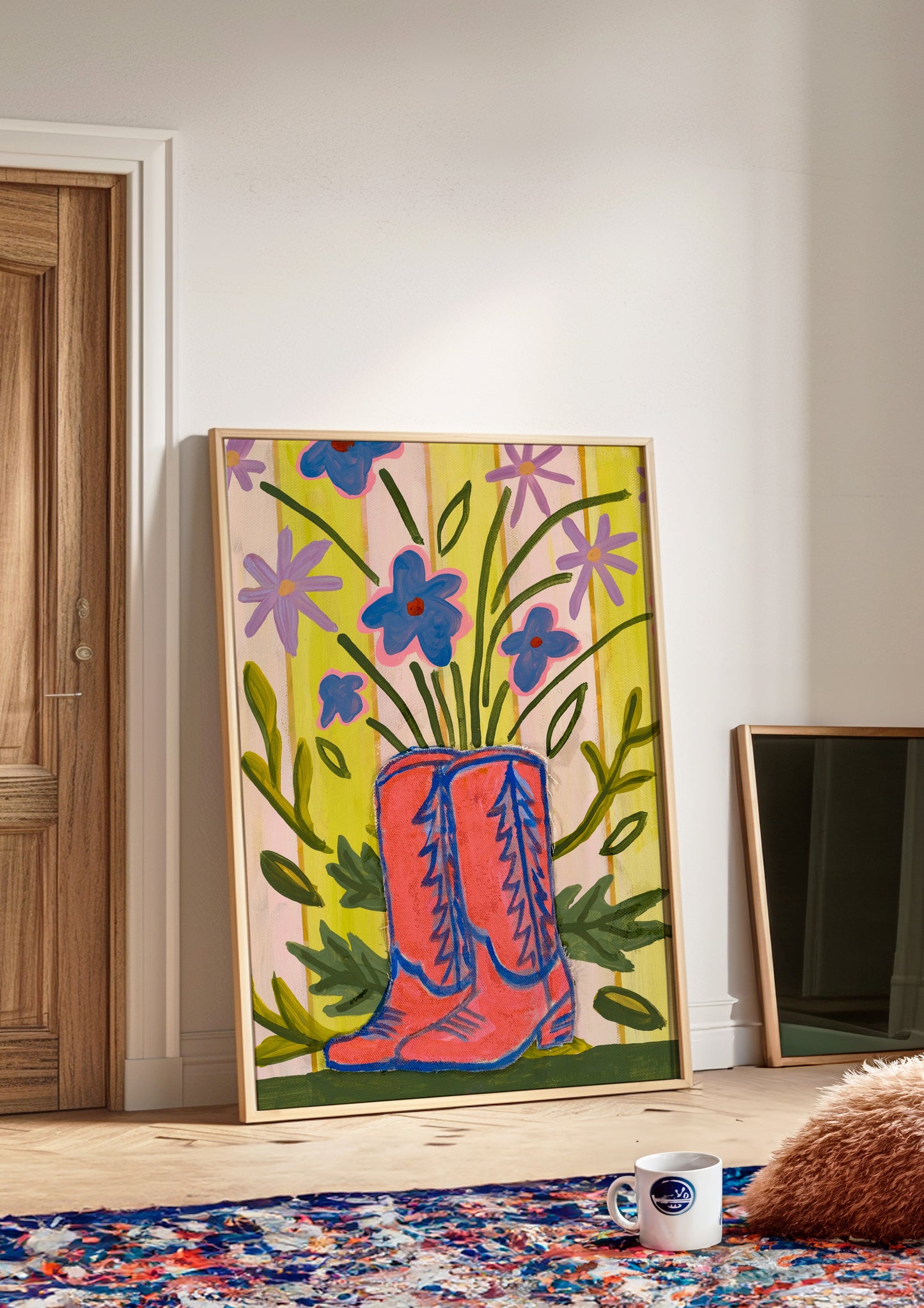 Pink Cowgirl Boots Floral Print
