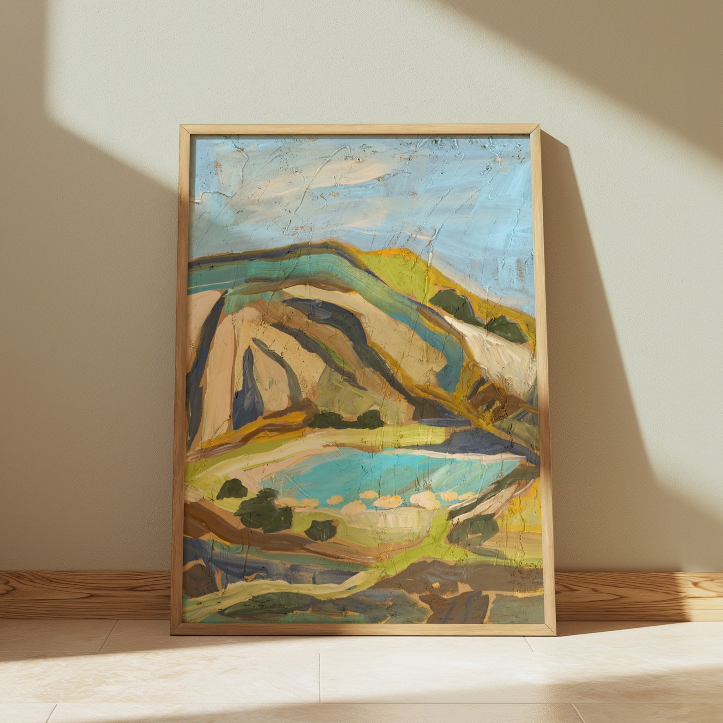 California Neutral Pastel Minimalist Mountain Landscape Print
