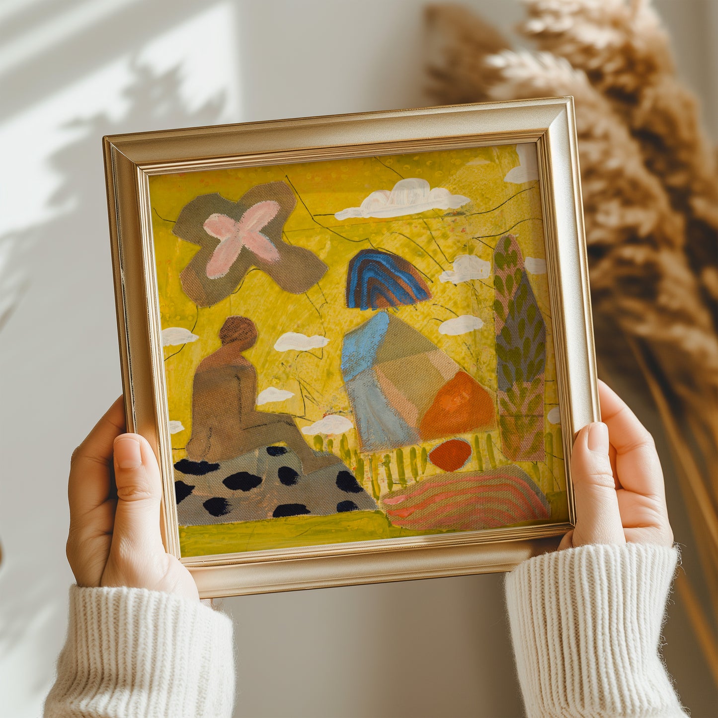 Vibrant Yellow Abstract Figure Art Print