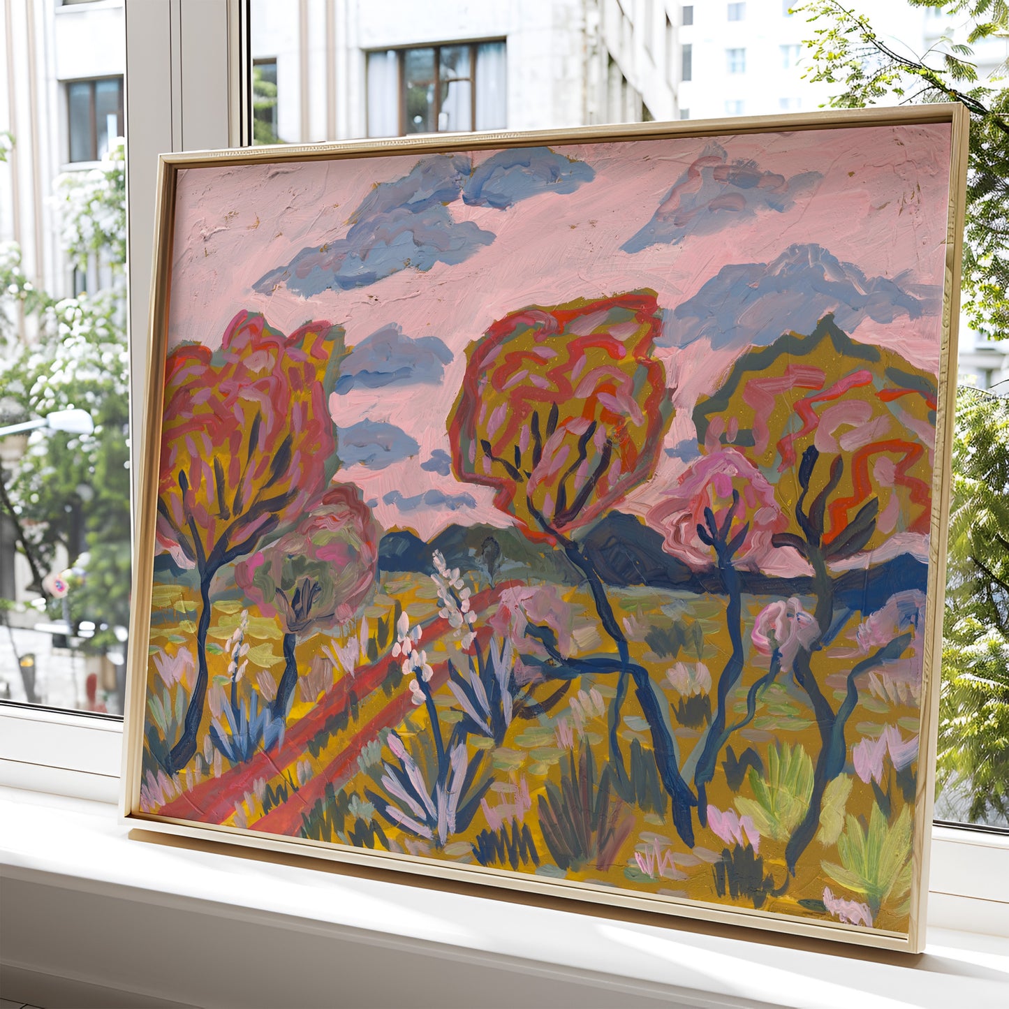 Pink Sky Trees Texas Hill Country Art Print