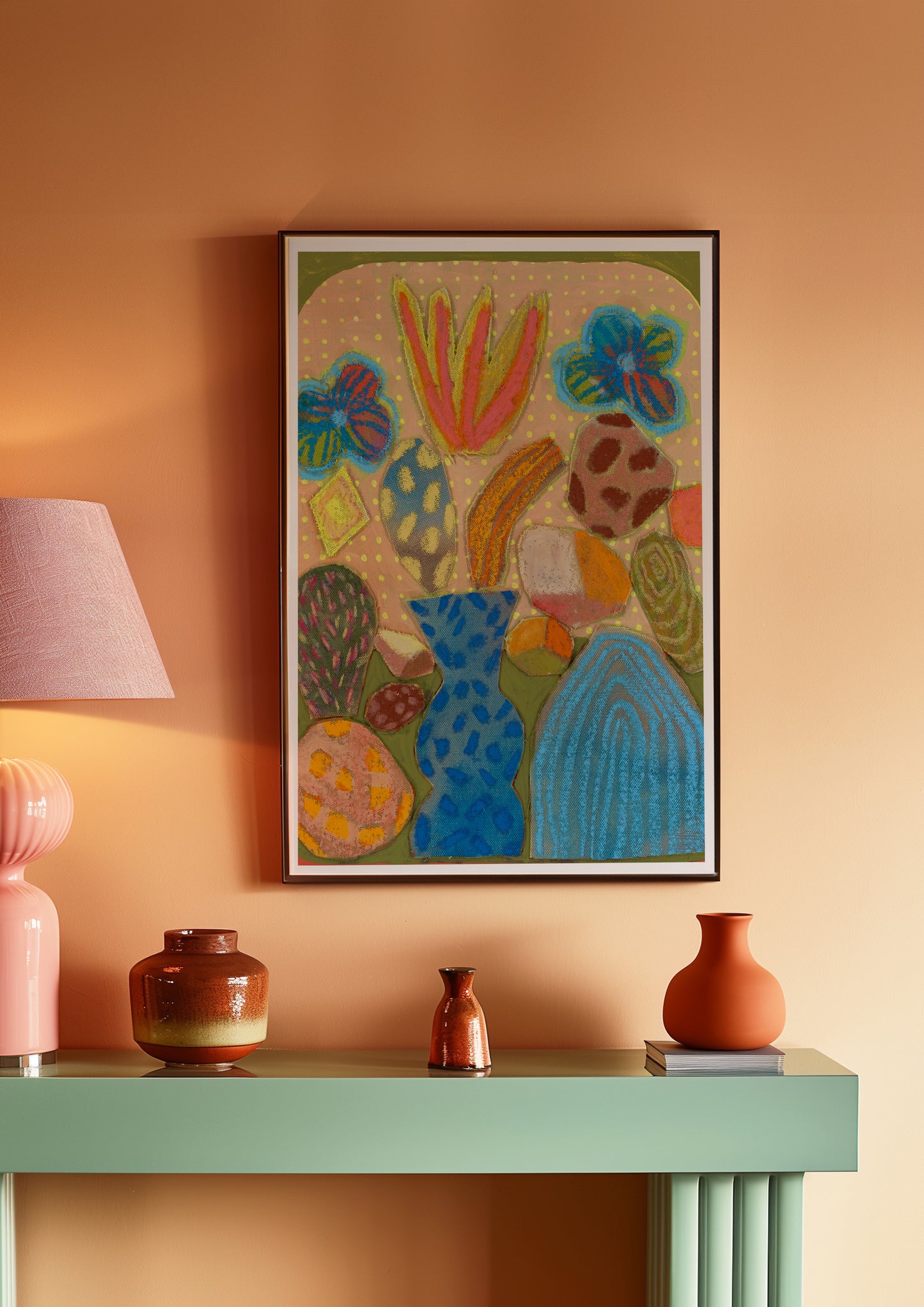Rock Prickly Pear Cactus Collage Print