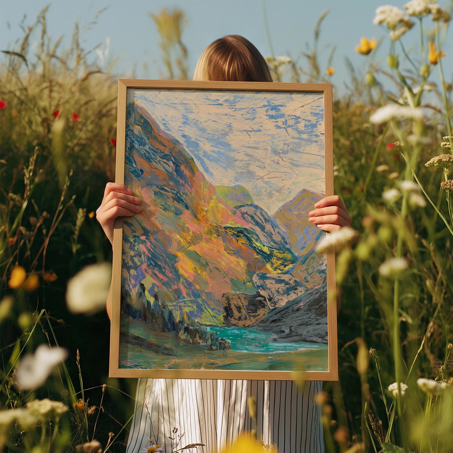 Glacier National Park Oil Pastel Acrylic | Fine Art Print | Nature Inspired Wall Decor | Western Landscape Gift | Large Boho Canvas