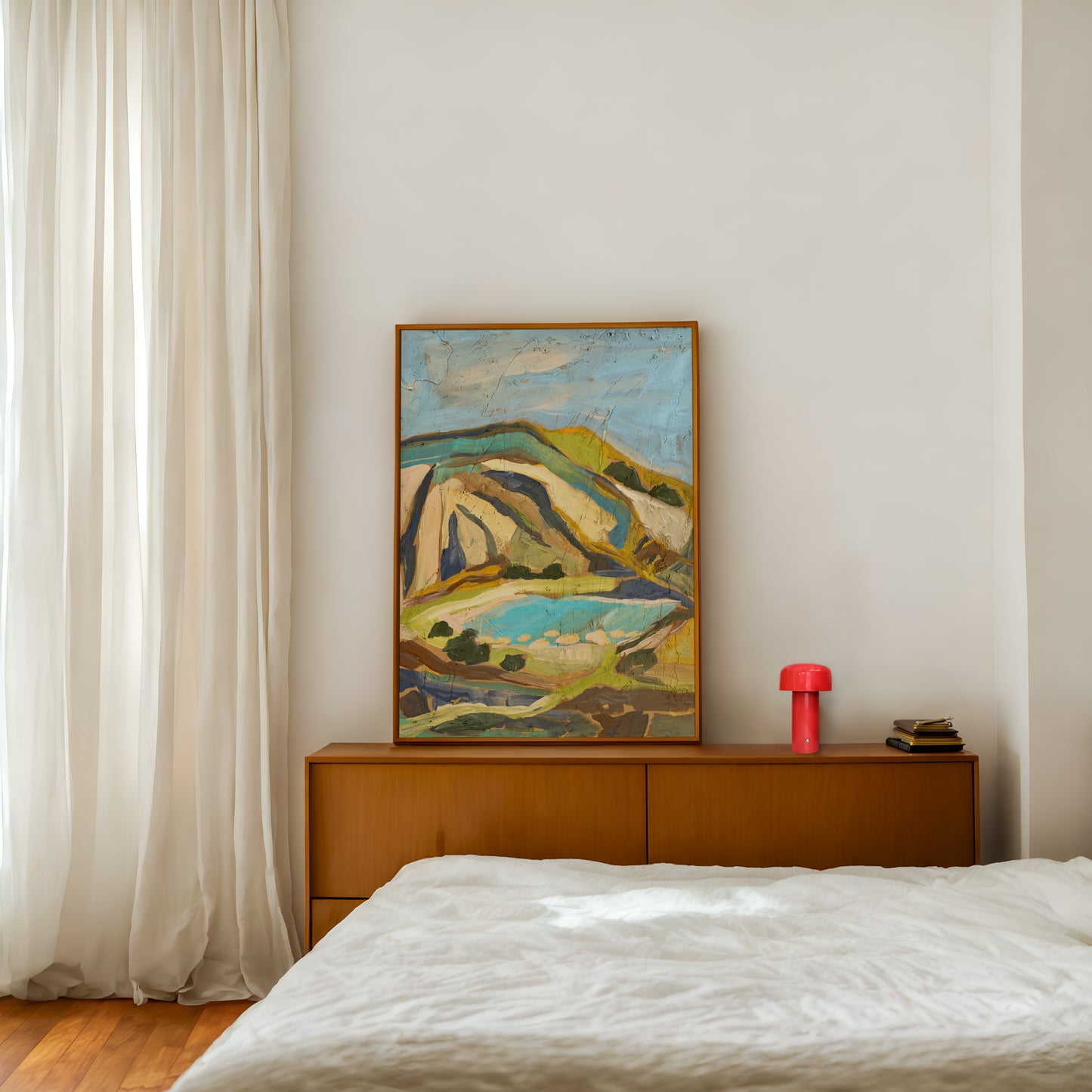 California Neutral Pastel Minimalist Mountain Landscape Print