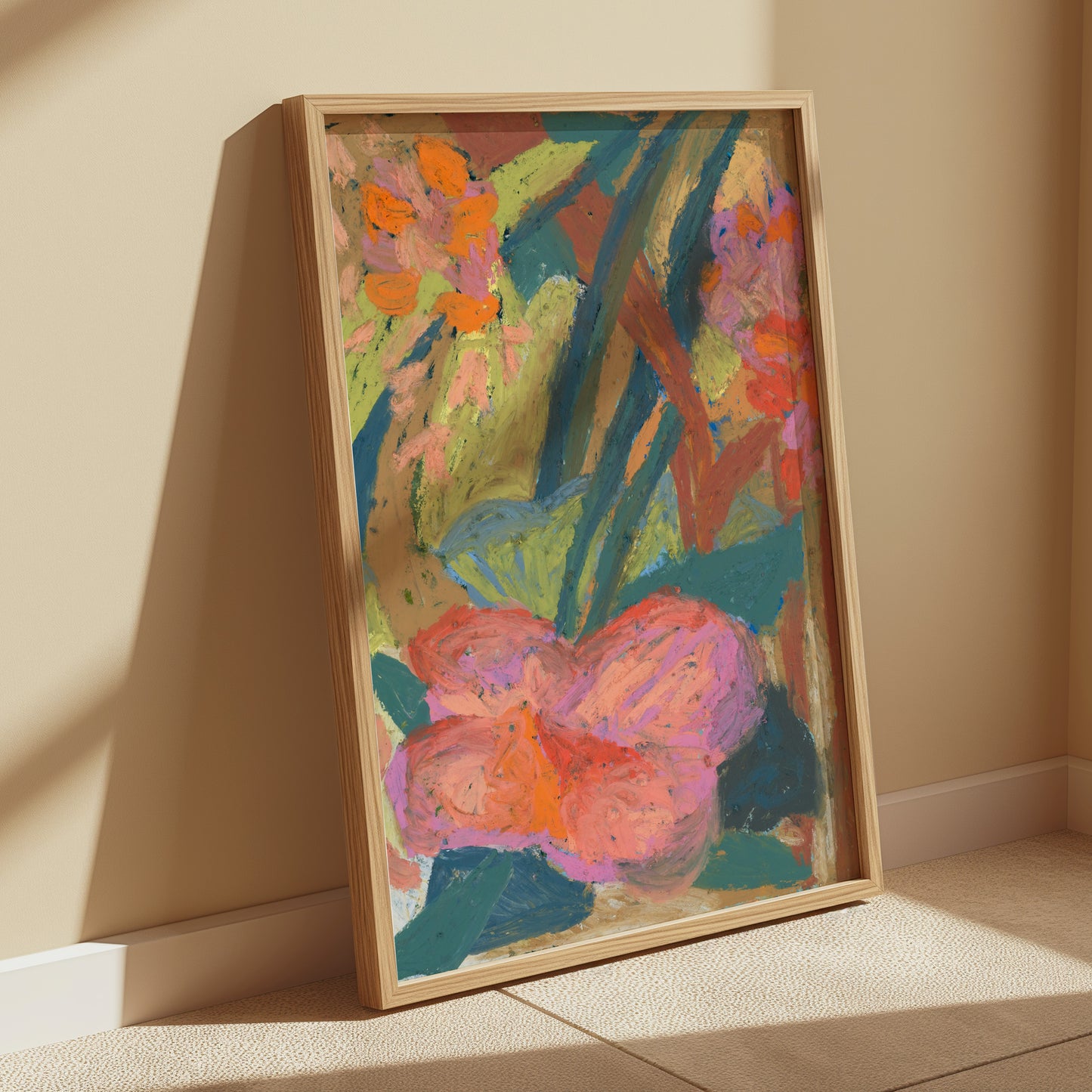 Oil Pastel Flower Print
