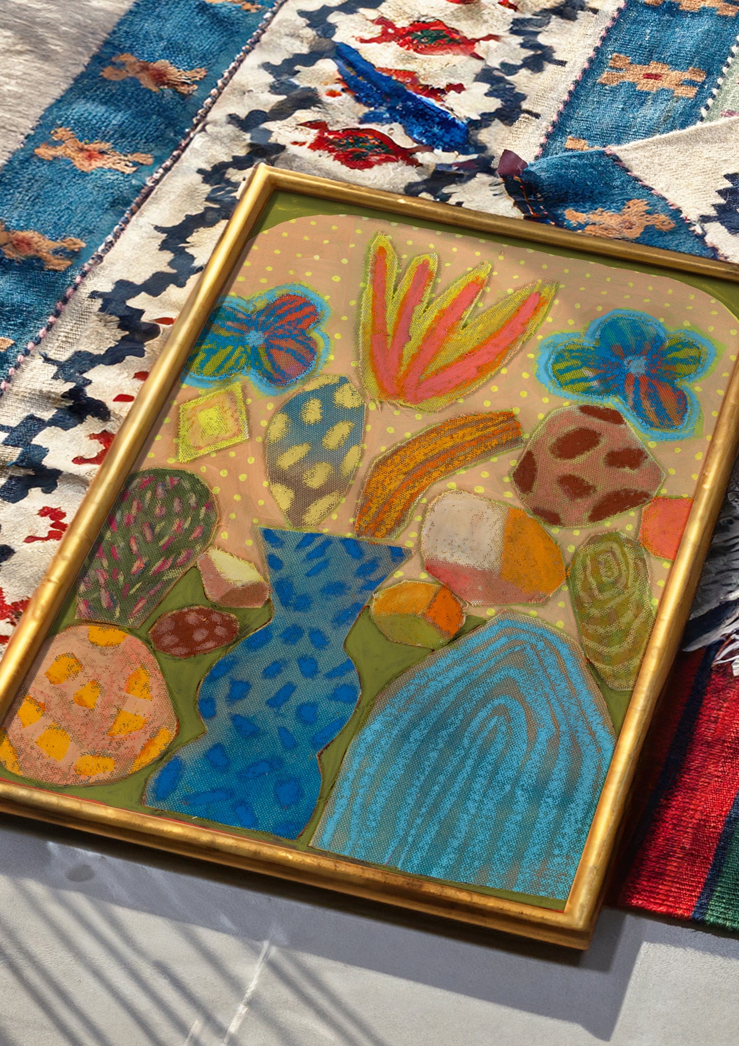 Rock Prickly Pear Cactus Collage Print