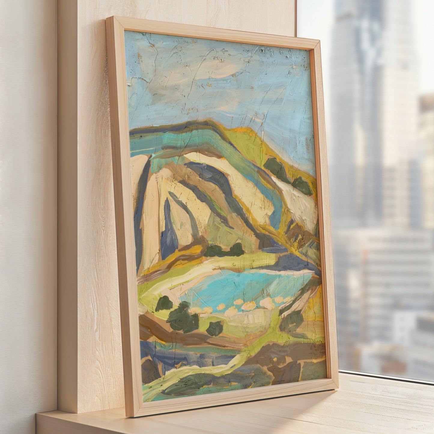 California Neutral Pastel Minimalist Mountain Landscape Print