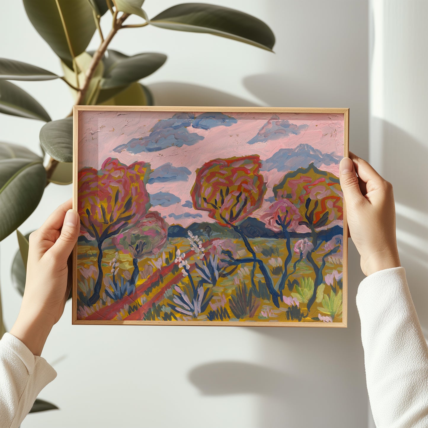 Pink Sky Trees Texas Hill Country Art Print