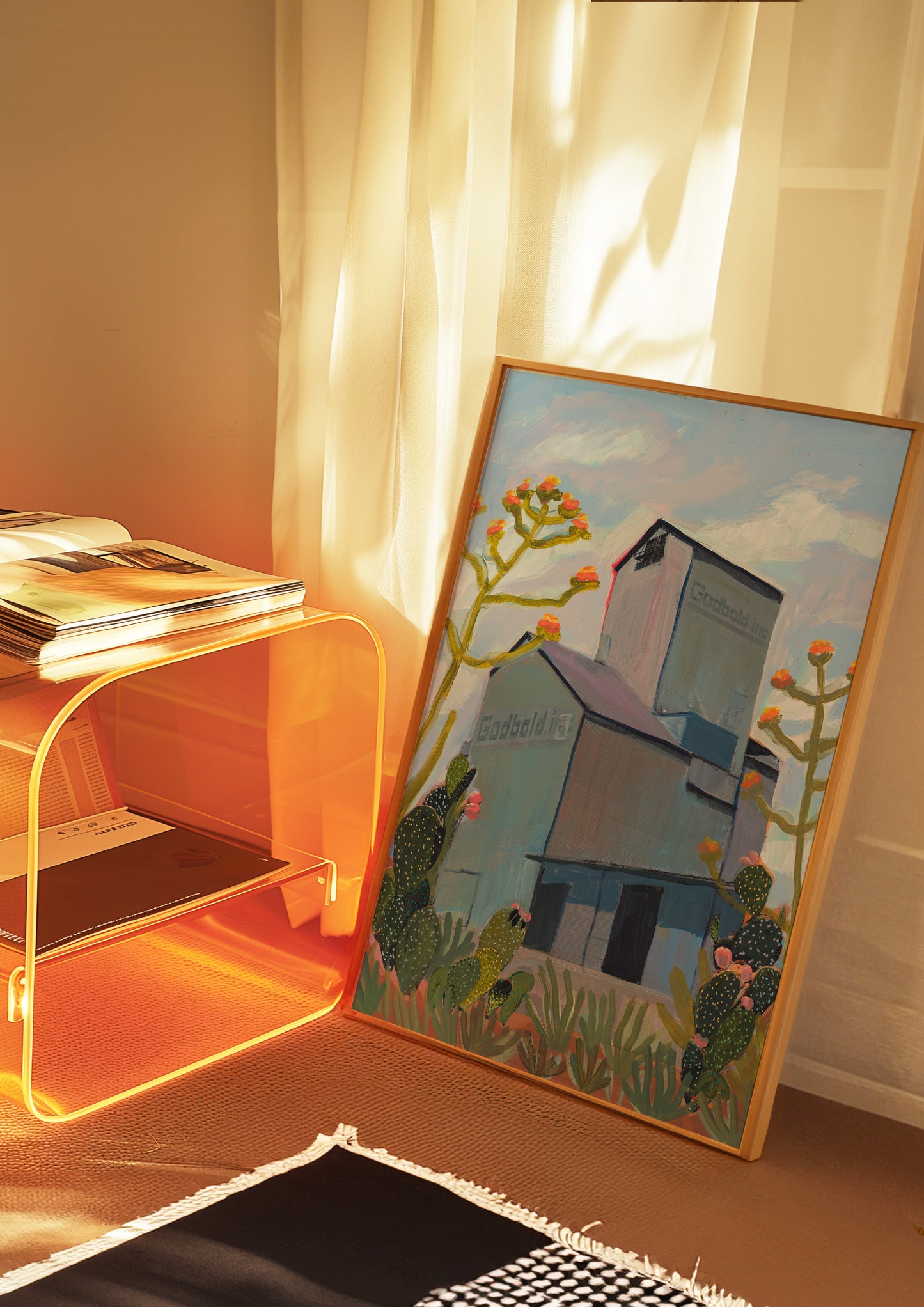 Vintage Western Desert Grain Elevator Original Print