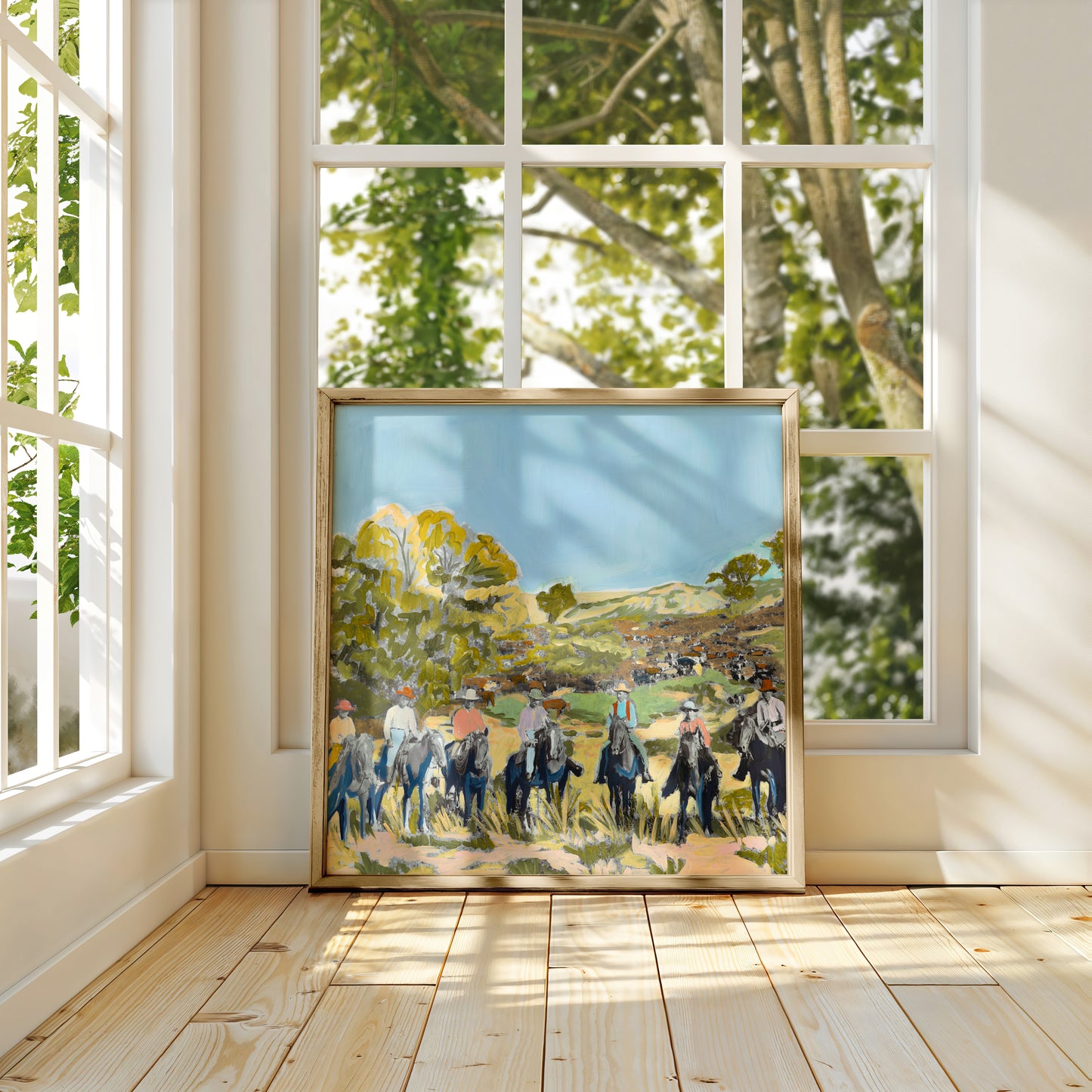 Vintage Western Cowboys Landscape Art Print