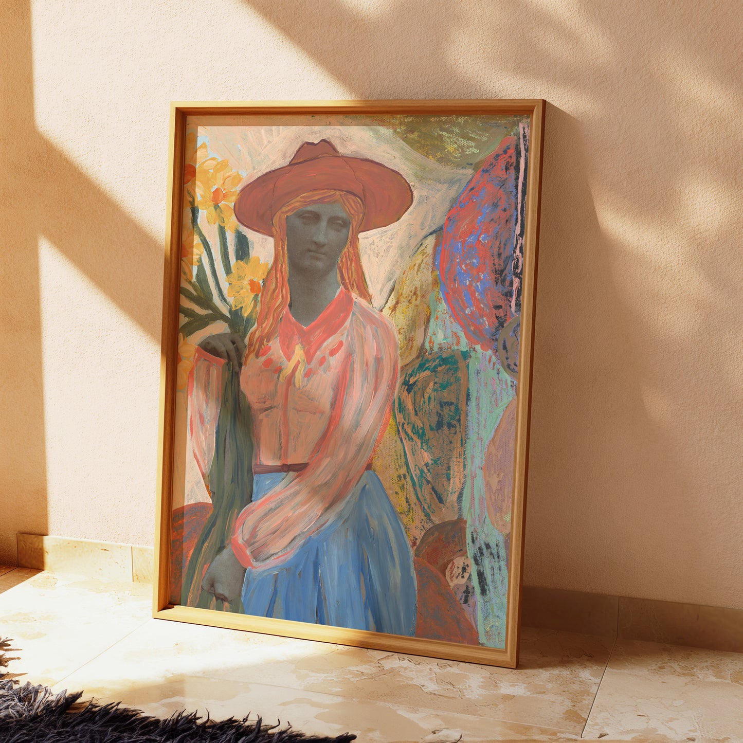 Antique Vintage Cowgirl Wildflower Print