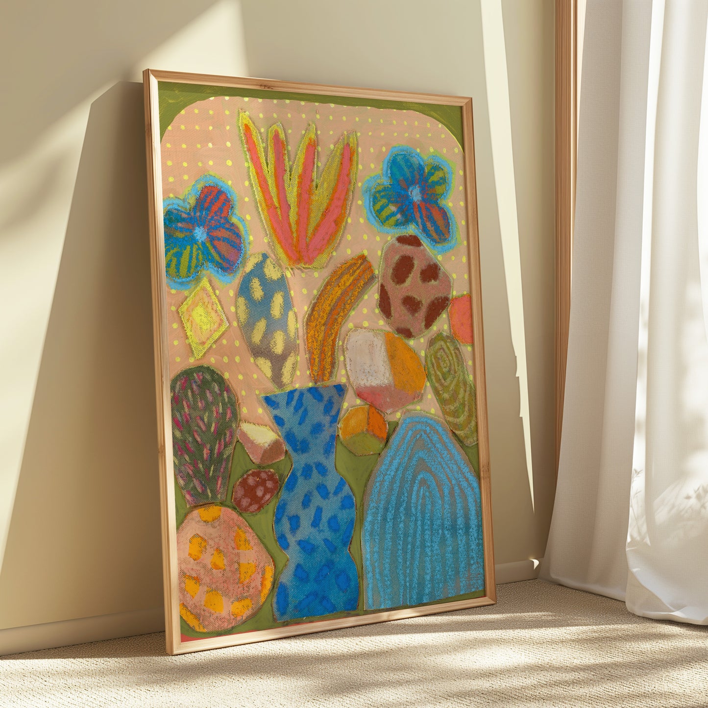 Rock Prickly Pear Cactus Collage Print