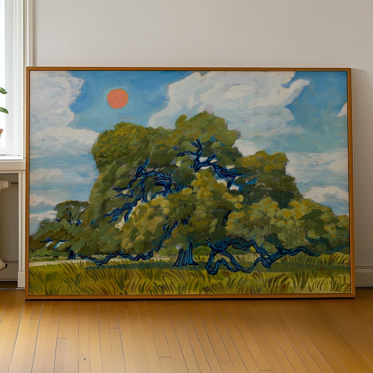 Texas Hill Country Live Oak and Red Summer Sun Print