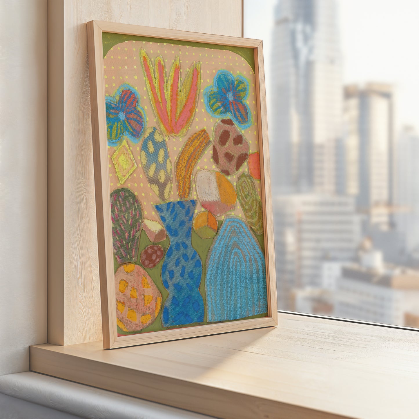 Rock Prickly Pear Cactus Collage Print
