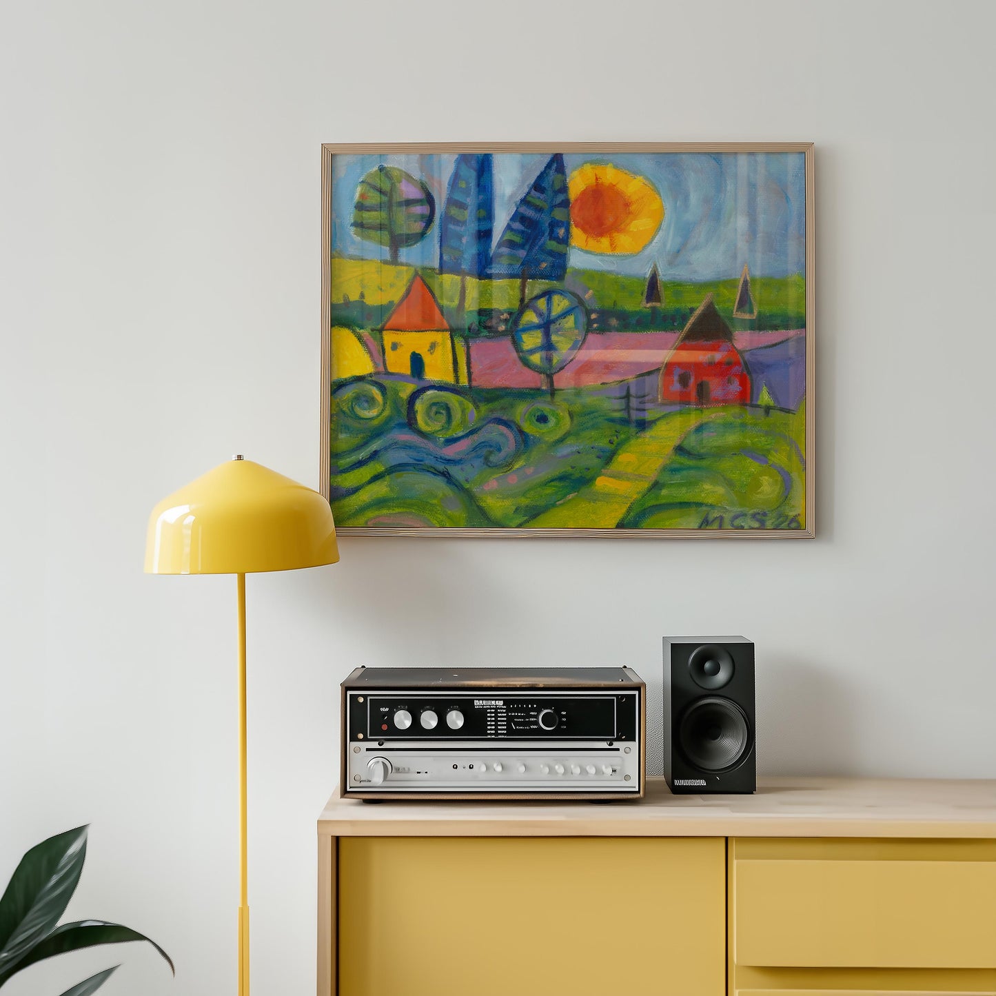 GUEST ARTIST: Whimsical Little House Landscape | Oil Painting Art | Boho Eclectic Home Decor | Nature Inspired Large Unique Canvas Gift