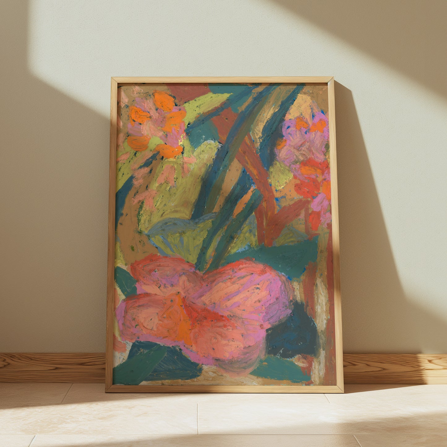 Oil Pastel Flower Print