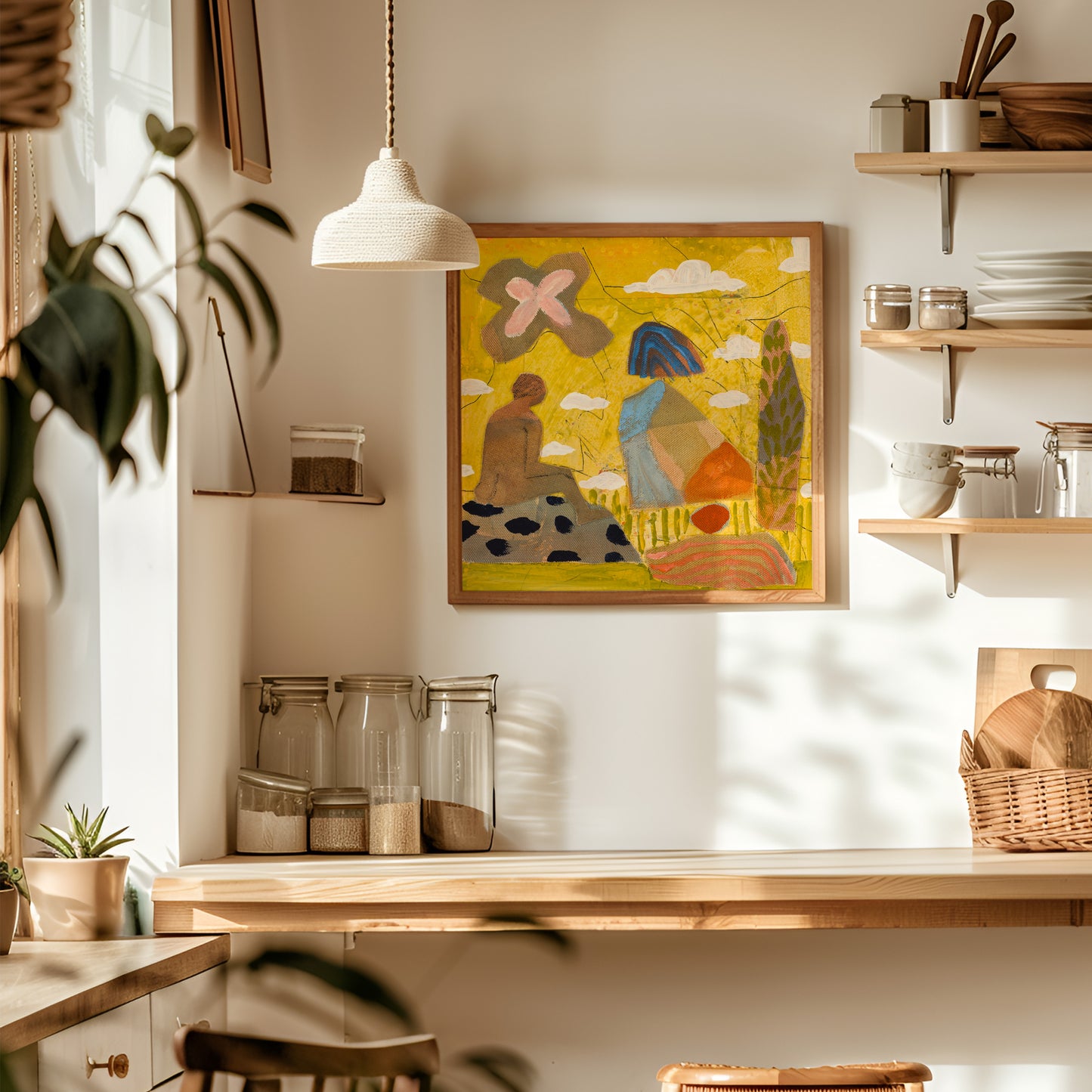 Vibrant Yellow Abstract Figure Art Print