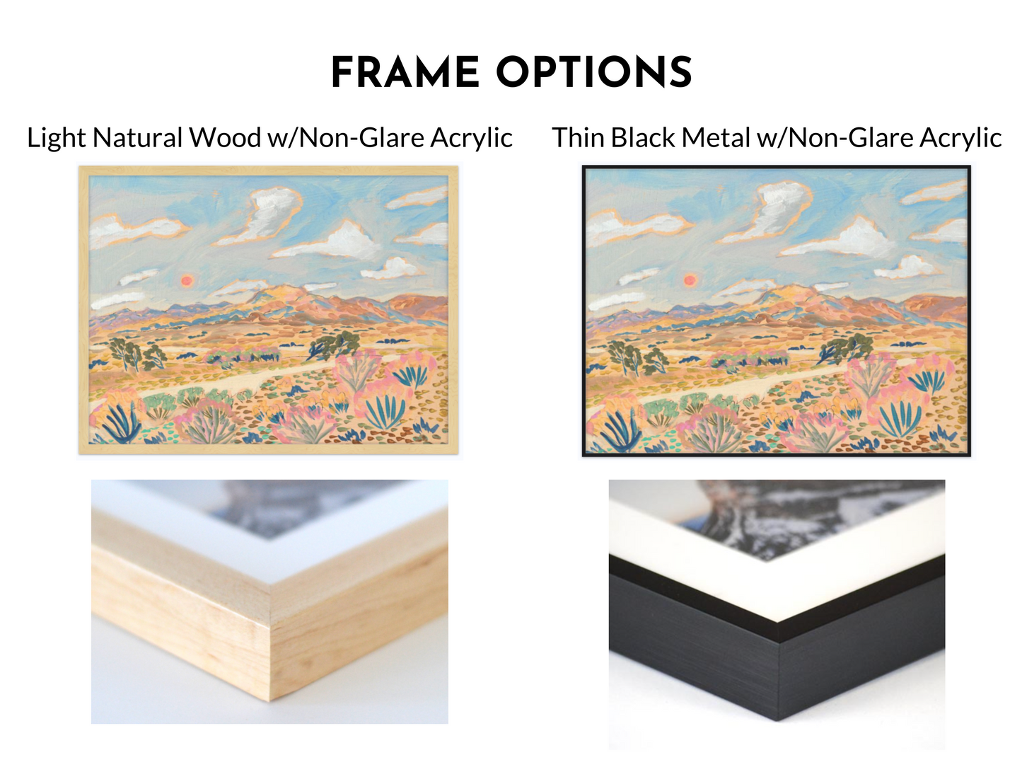 a picture of a desert scene with a frame