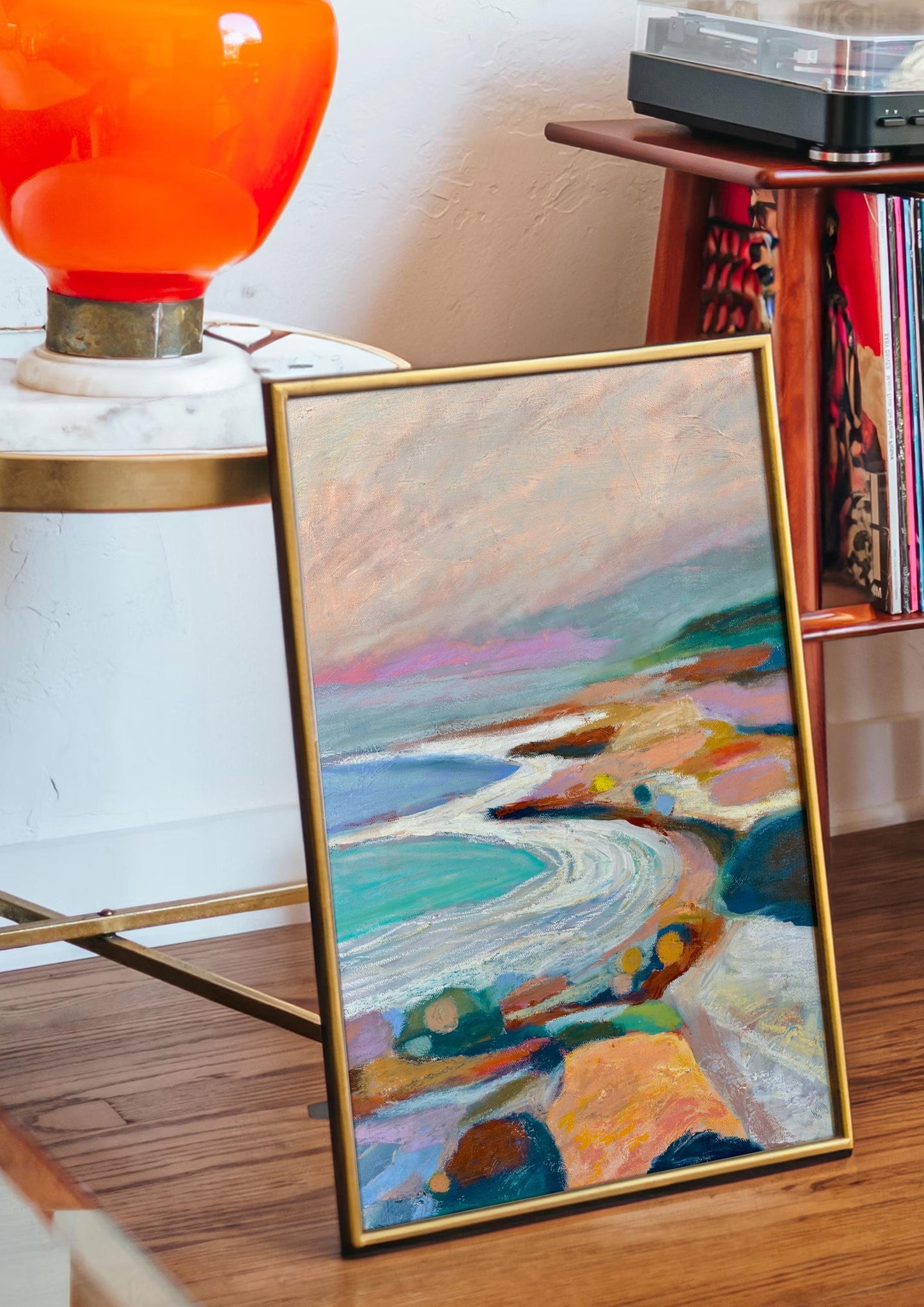 Santa Barbara Coastline | California Oil Pastel Print | Fine Art Wall Décor | Coastal Landscape Gift | Boho Beach Home