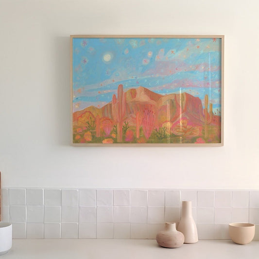 Arizona Superstition Mountains Landscape Print - El Baker Art