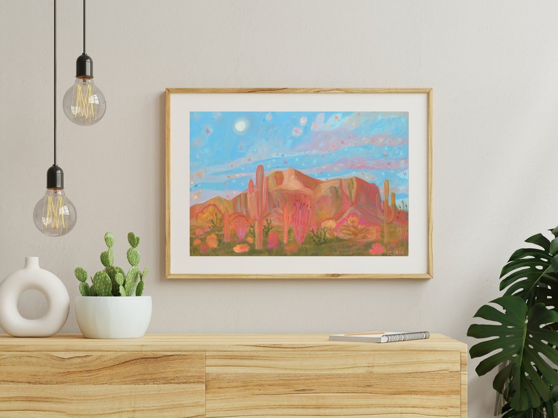 Arizona Superstition Mountains Landscape Print - El Baker Art