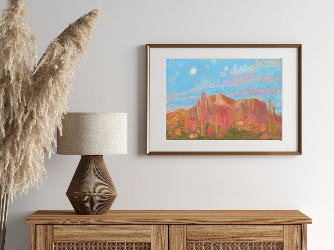 Arizona Superstition Mountains Landscape Print - El Baker Art