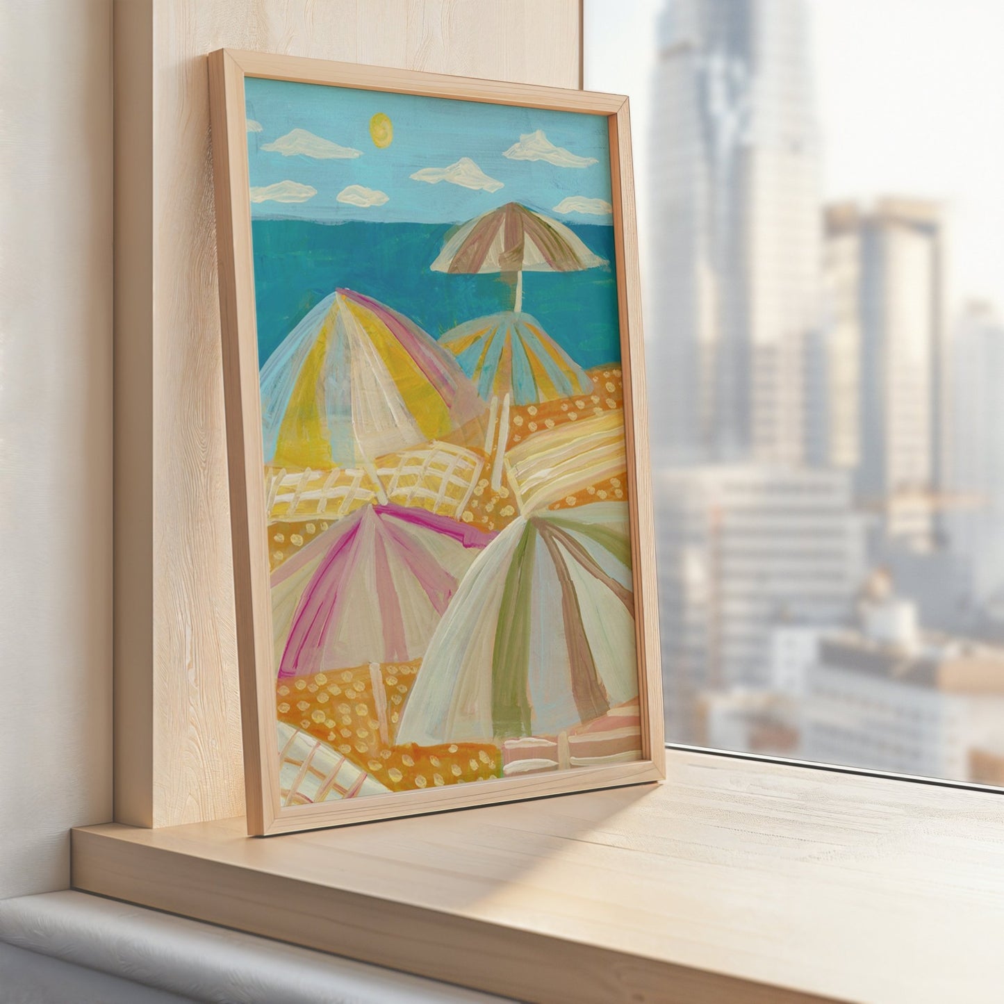 Beach Umbrellas California Coastal Print - El Baker Art