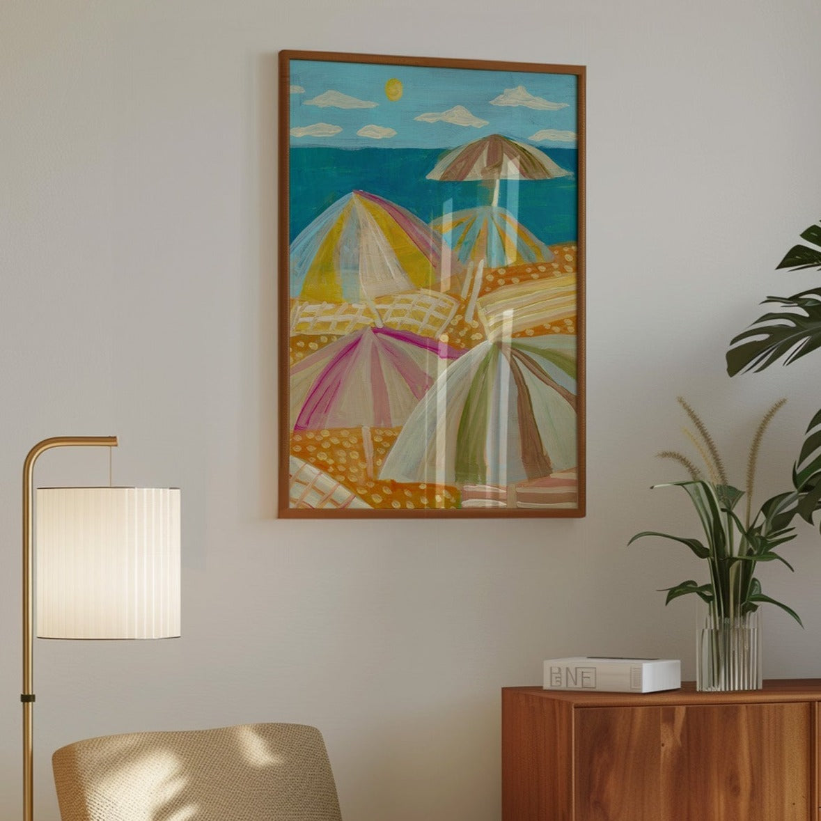 Beach Umbrellas California Coastal Print - El Baker Art