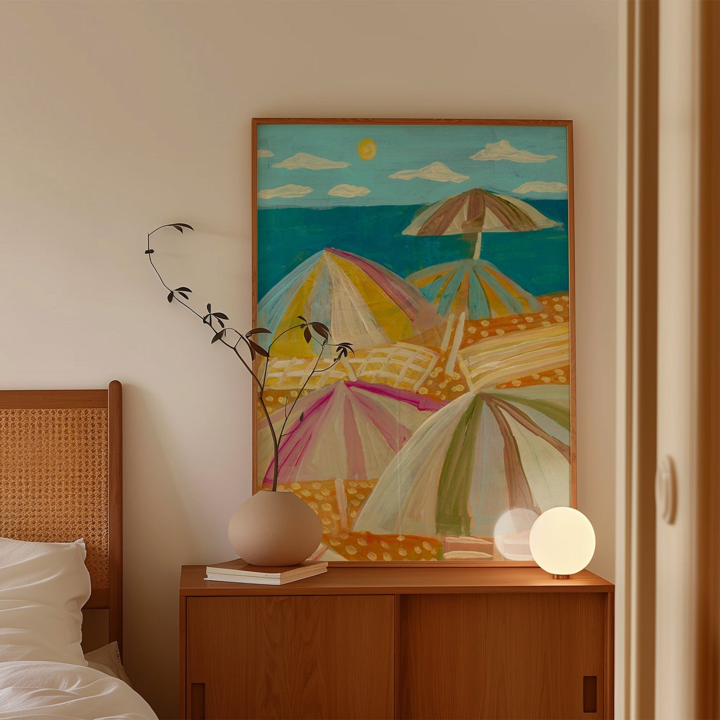 Beach Umbrellas California Coastal Print - El Baker Art