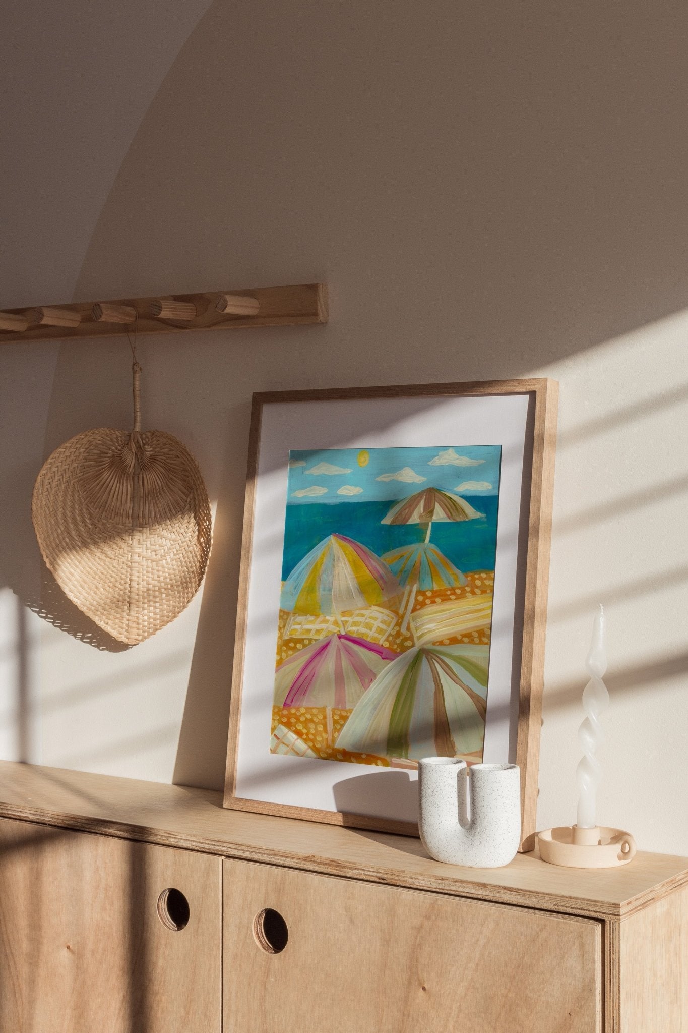 Beach Umbrellas California Coastal Print - El Baker Art