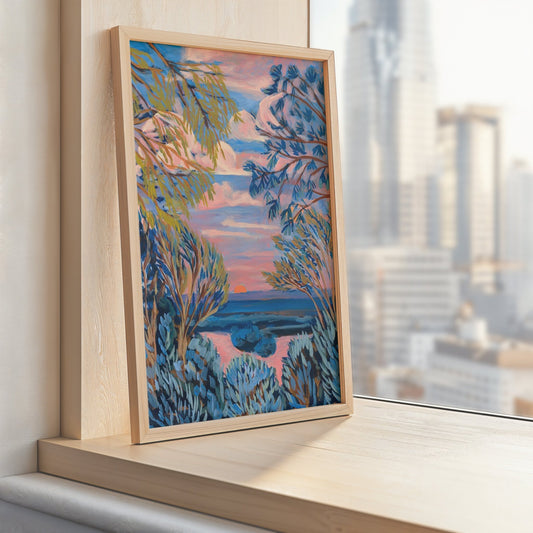 Blue Texas Hill Country Lake Sunset Print - El Baker Art
