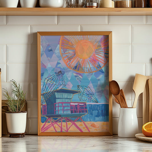 California Lifeguard Collage Print - El Baker Art