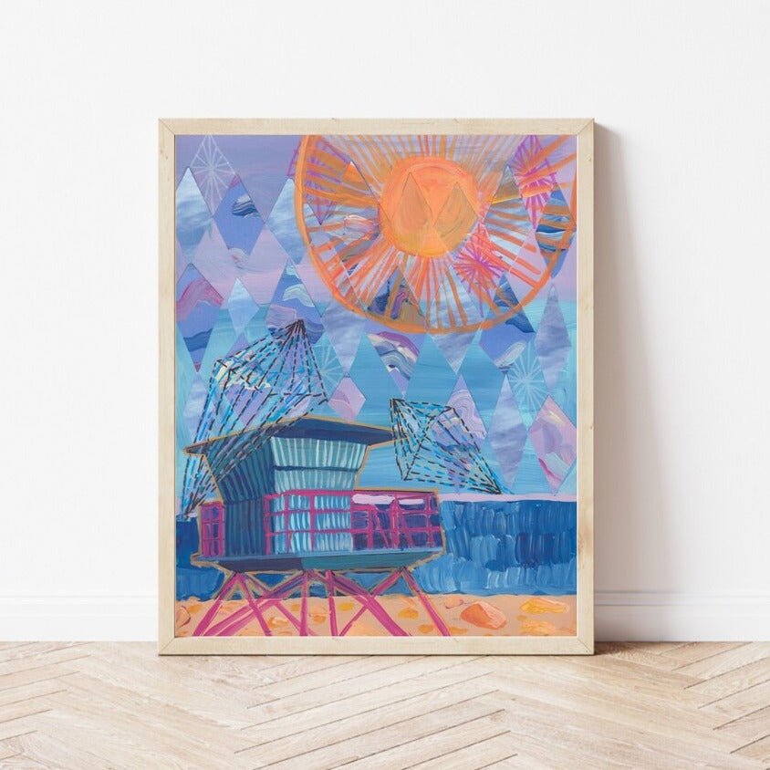 California Lifeguard Collage Print - El Baker Art