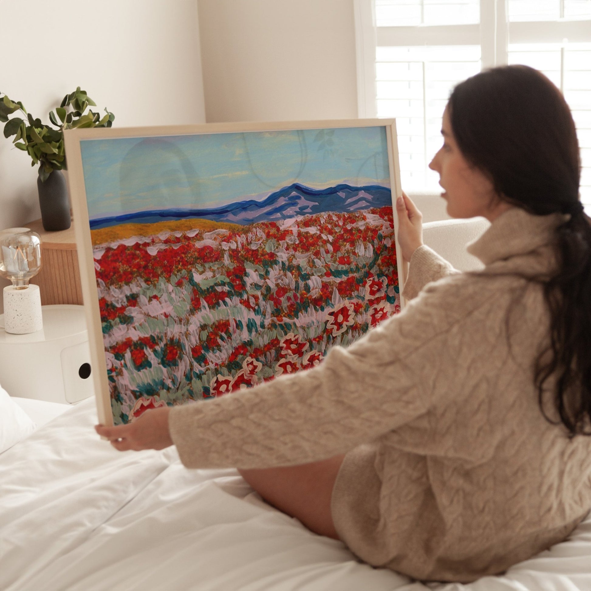 California Poppy Mountain Landscape Print - El Baker Art