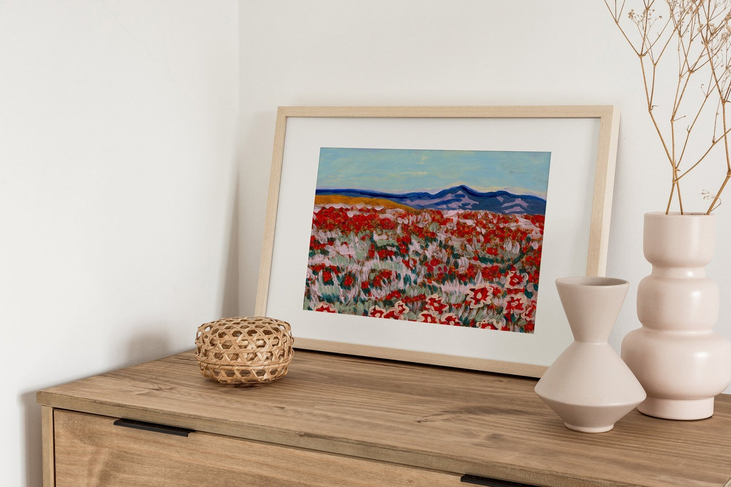 California Poppy Mountain Landscape Print - El Baker Art