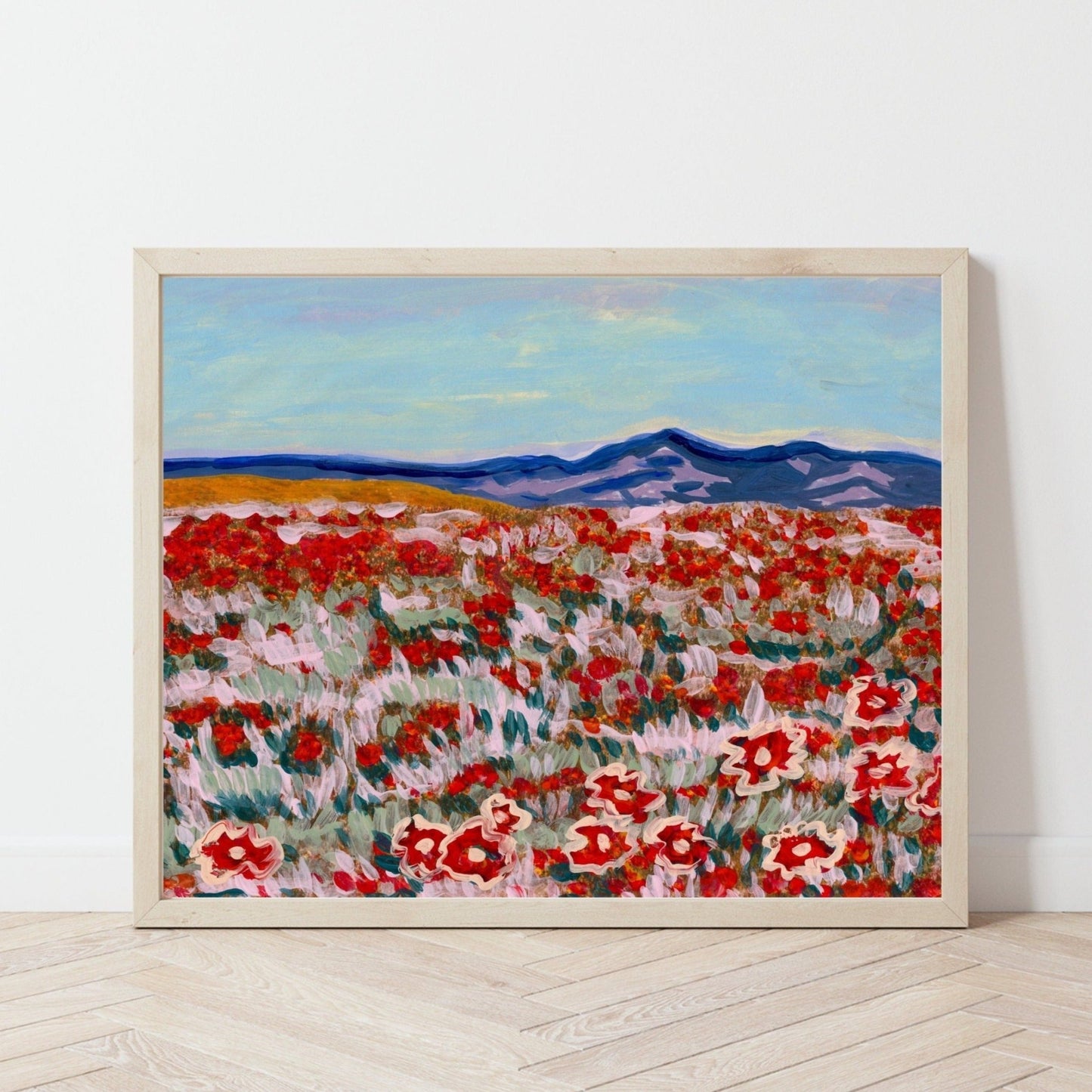 California Poppy Mountain Landscape Print - El Baker Art